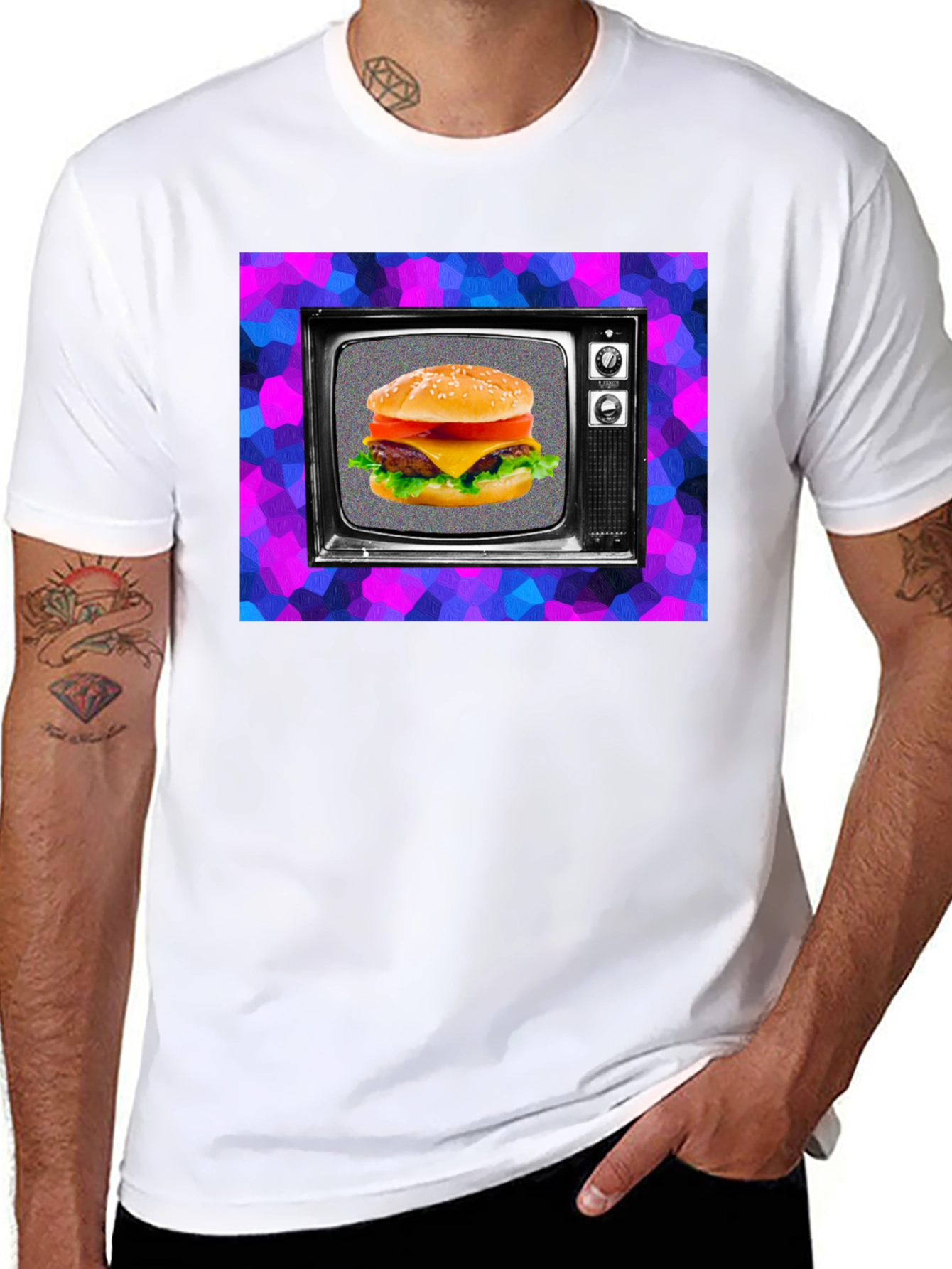Burger TV Graphic Tee - Retro Style