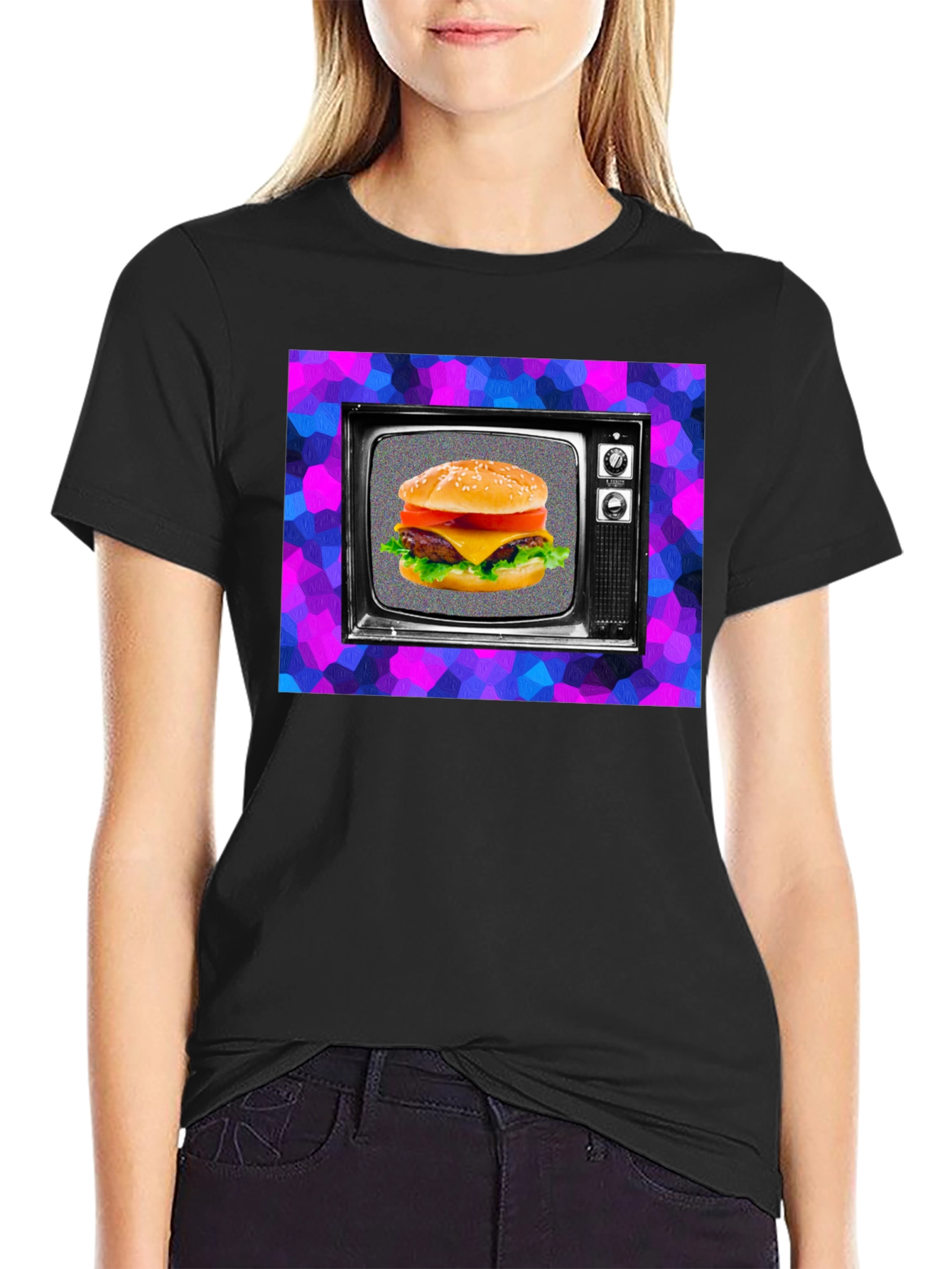 Burger TV Graphic Tee - Retro Style
