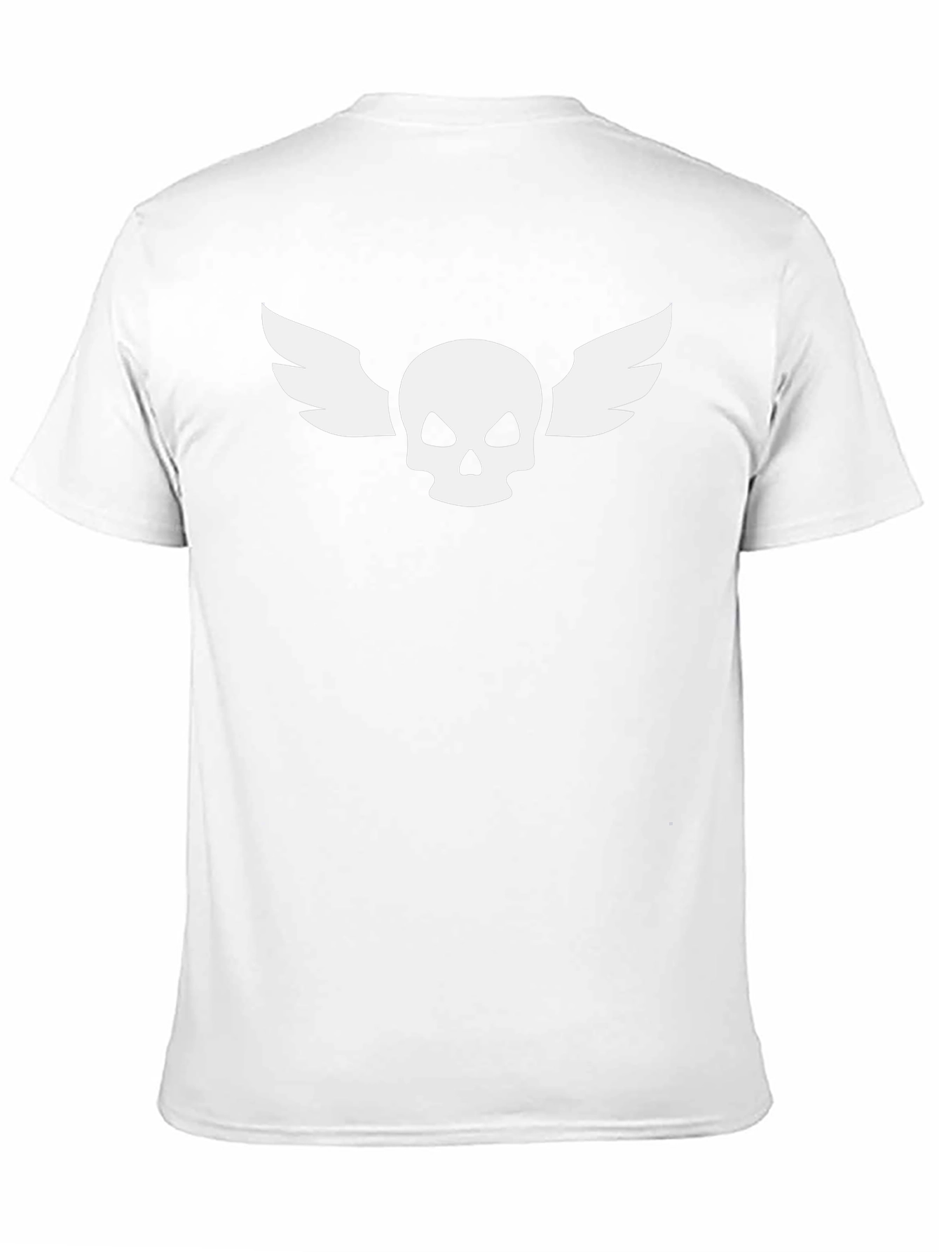 Black Tee with White Skull and Wings Graphic