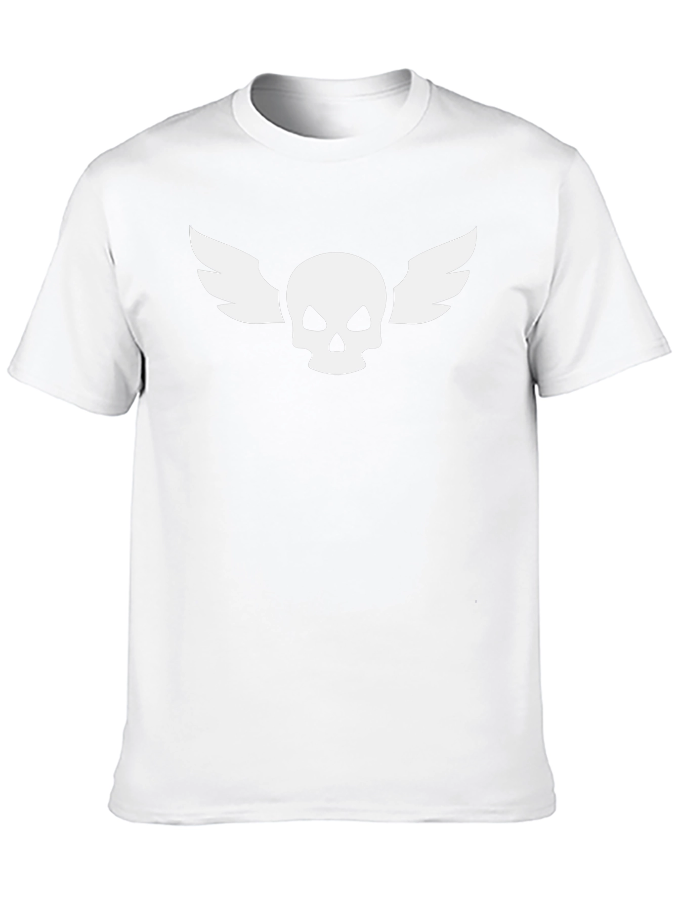 Black Tee with White Skull and Wings Graphic