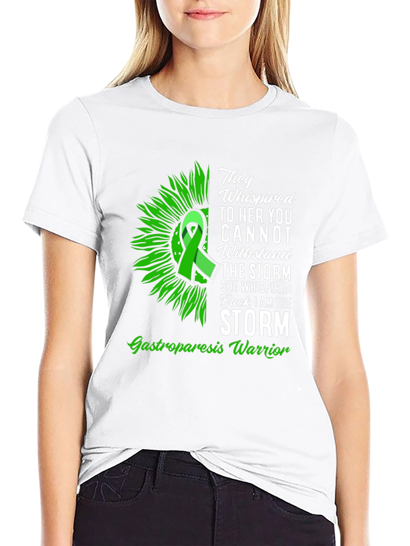Gastroparesis Warrior T-Shirt Sunflower Ribbon Design