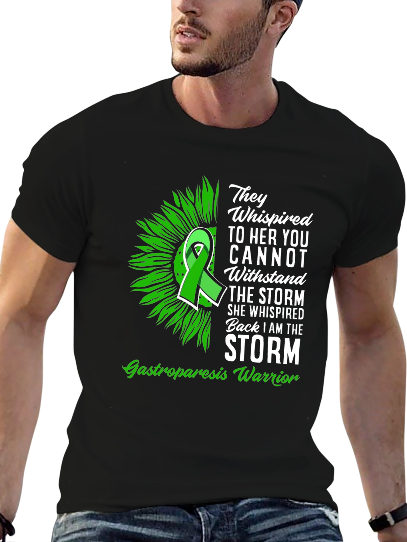 Gastroparesis Warrior T-Shirt Sunflower Ribbon Design