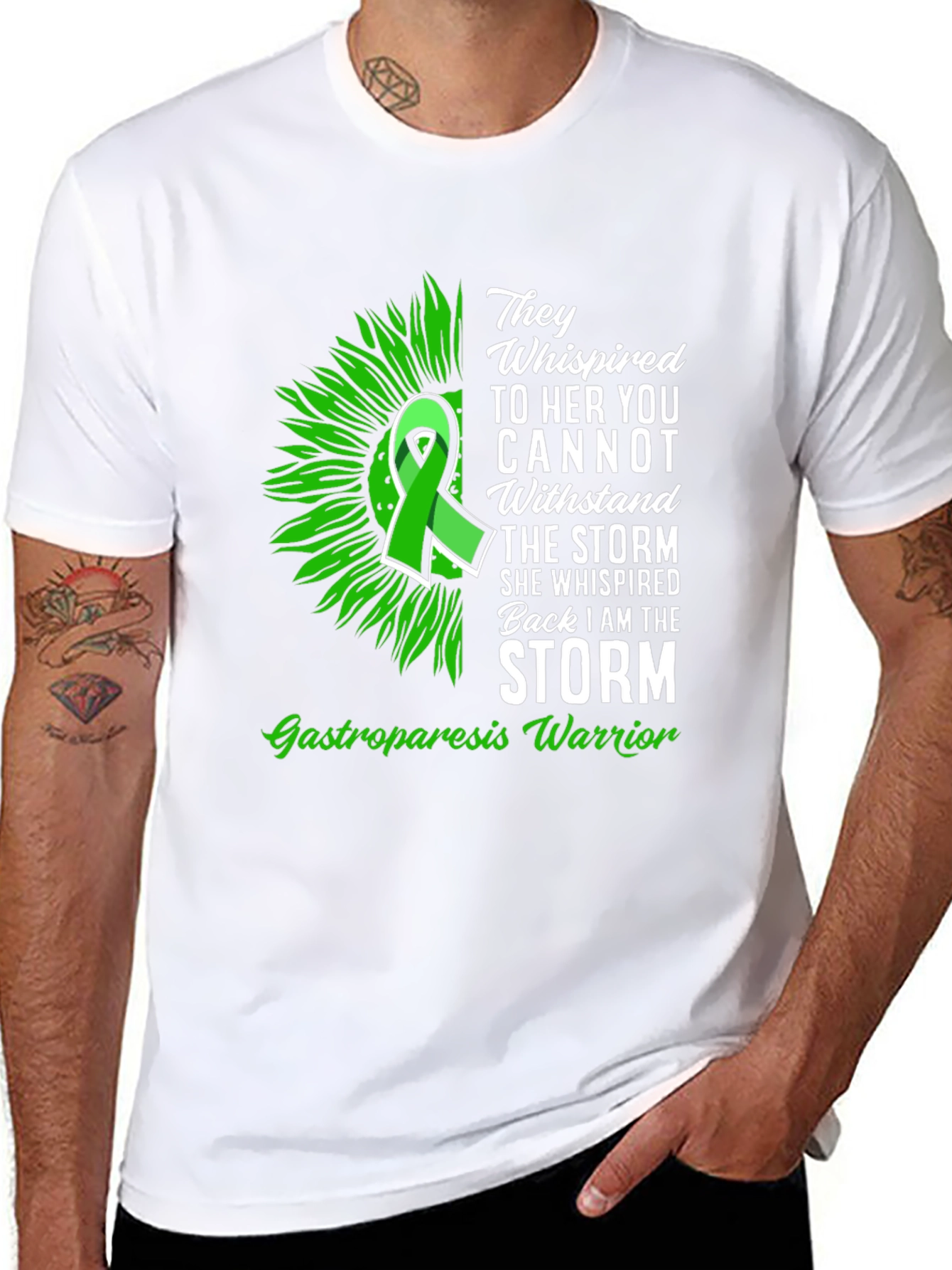 Gastroparesis Warrior T-Shirt Sunflower Ribbon Design