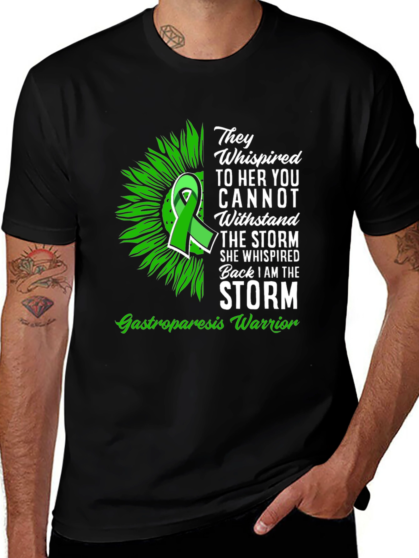 Gastroparesis Warrior T-Shirt Sunflower Ribbon Design