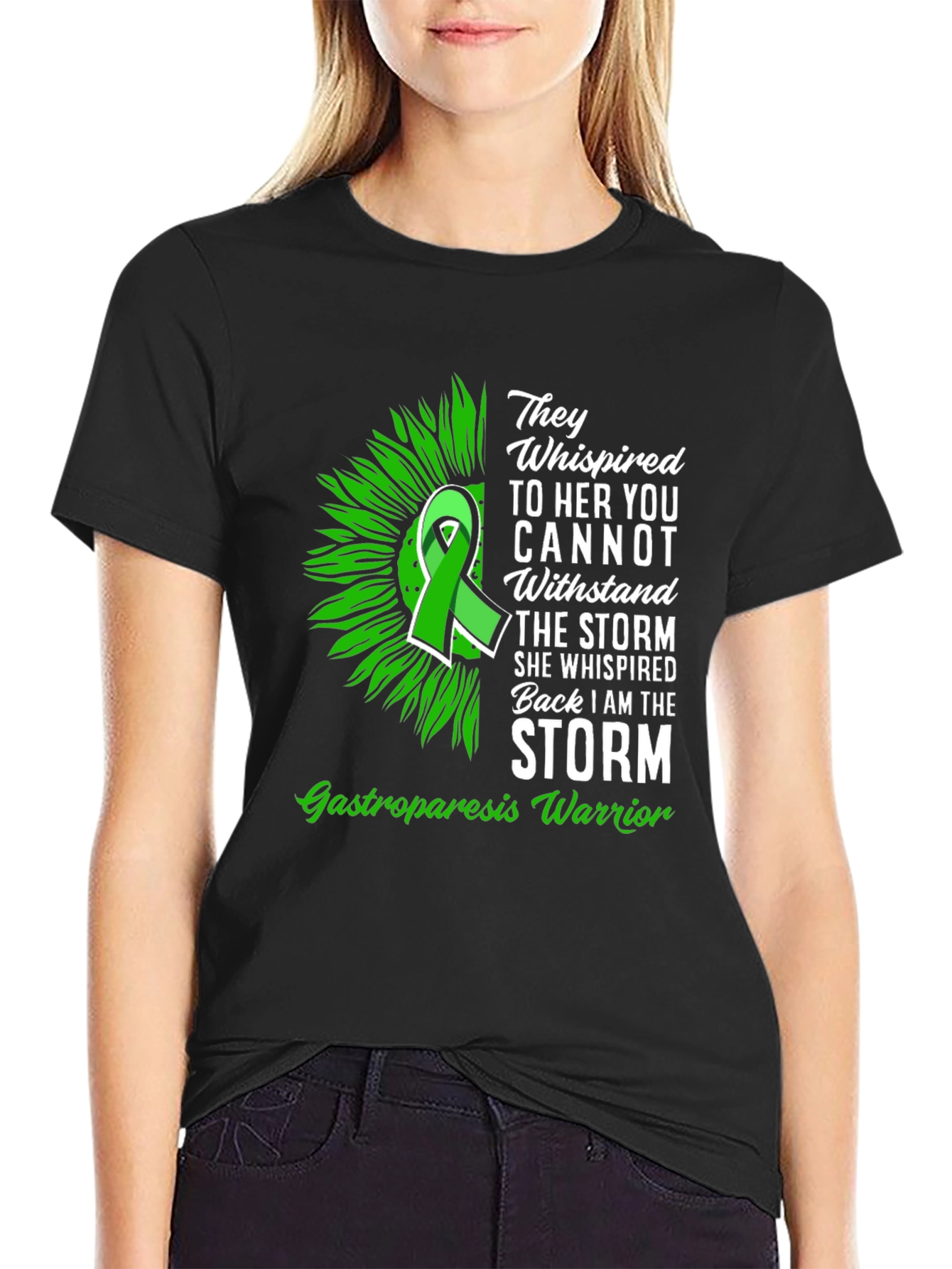 Gastroparesis Warrior T-Shirt Sunflower Ribbon Design