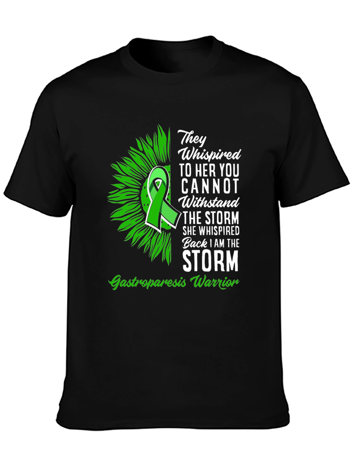Gastroparesis Warrior T-Shirt Sunflower Ribbon Design