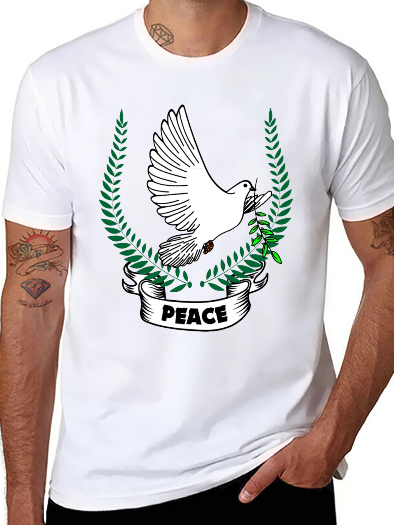Peace Dove Graphic T-Shirt - Black