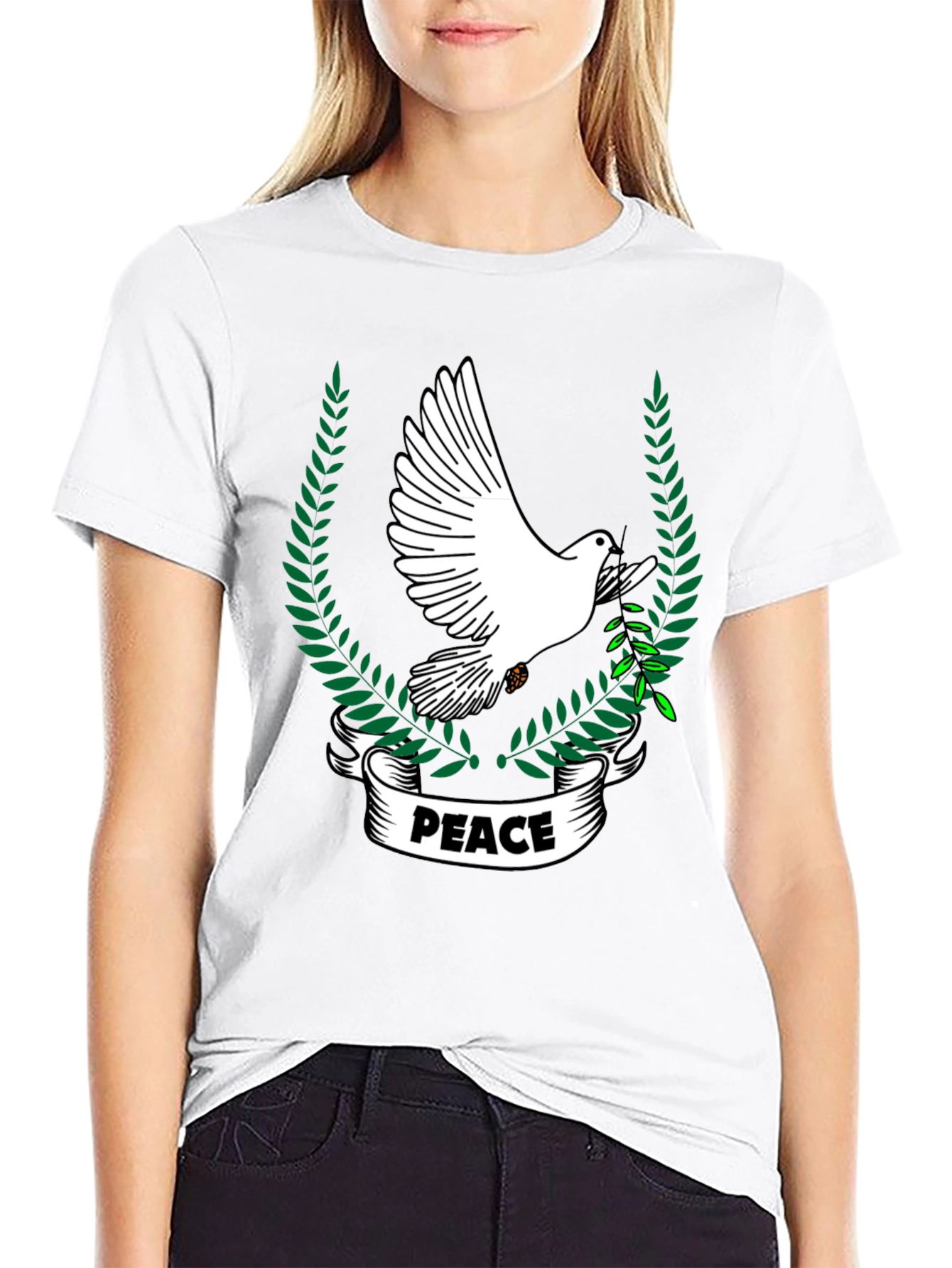 Peace Dove Graphic T-Shirt - Black