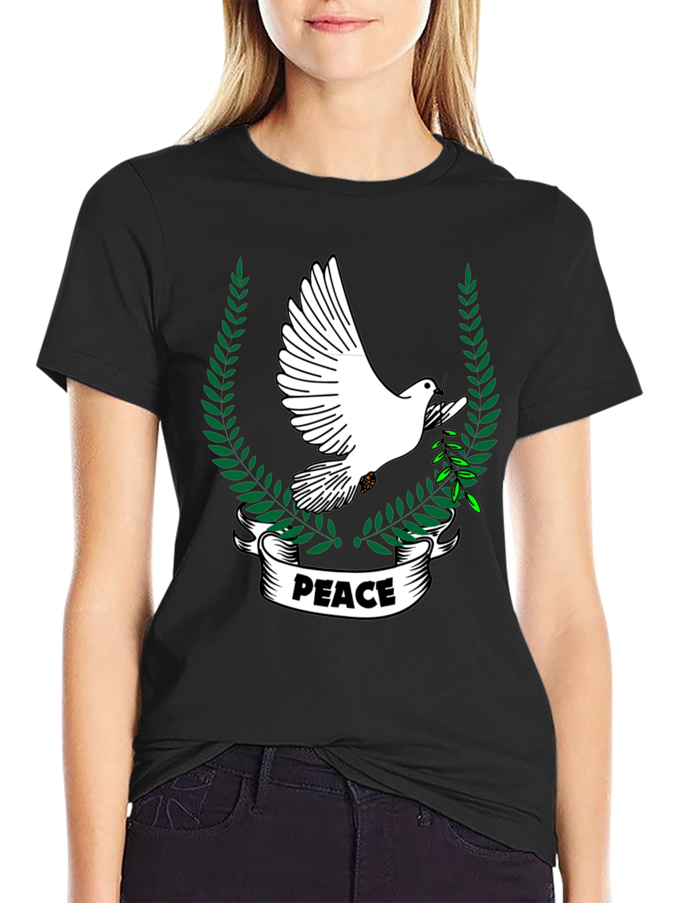 Peace Dove Graphic T-Shirt - Black