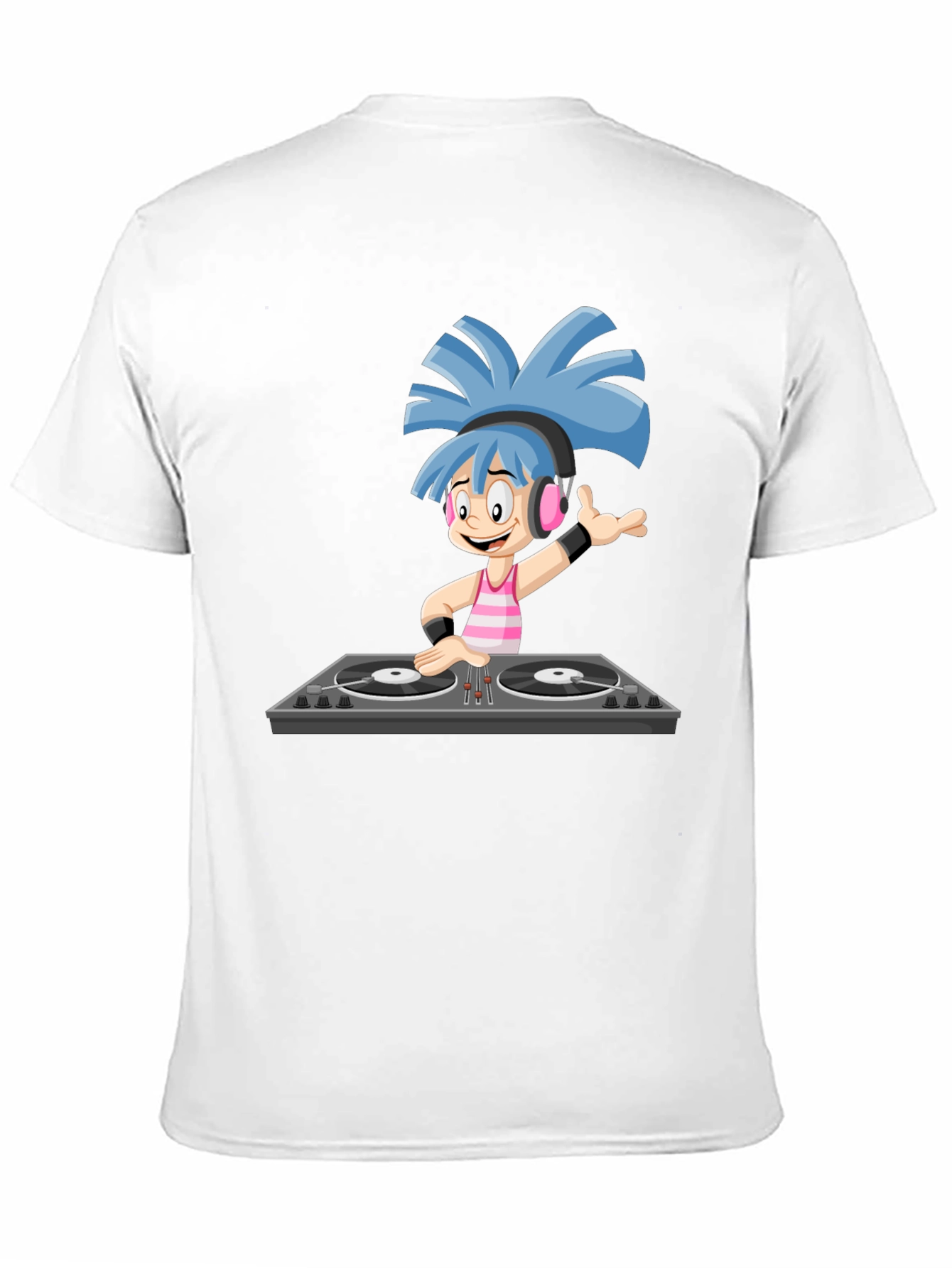 DJ Cartoon Graphic Black T-Shirt
