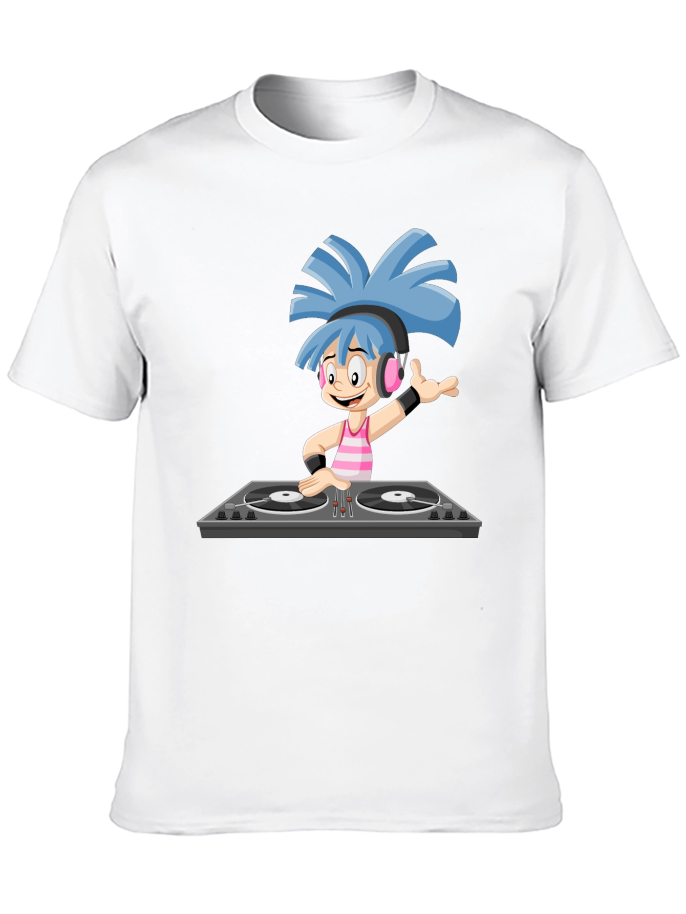DJ Cartoon Graphic Black T-Shirt