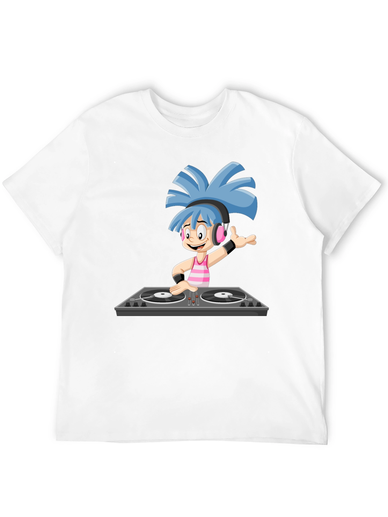DJ Cartoon Graphic Black T-Shirt