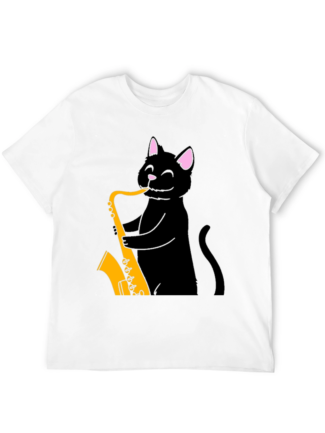 Black Cat Saxophone T-Shirt - Cool Music Tee