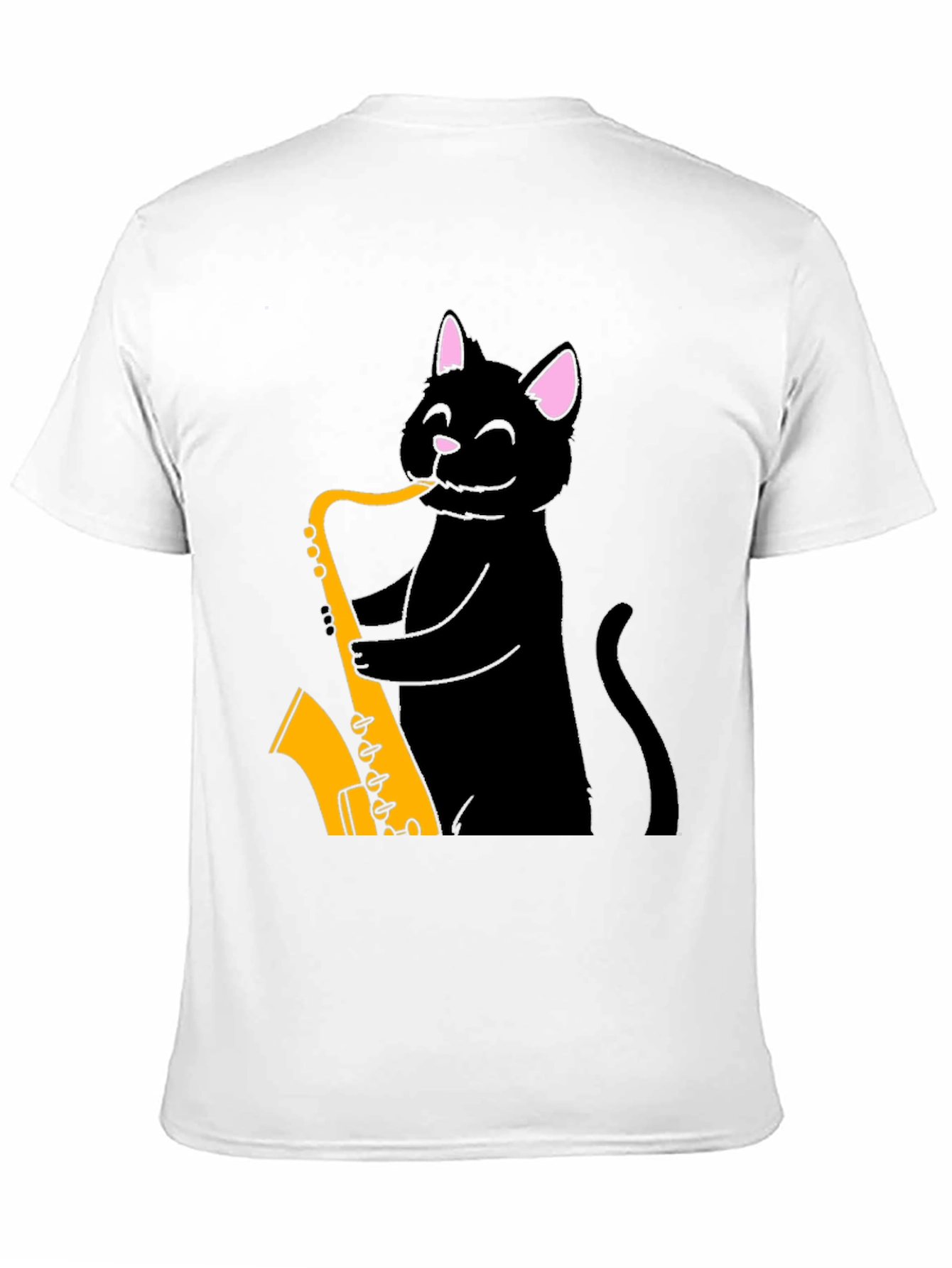 Black Cat Saxophone T-Shirt - Cool Music Tee