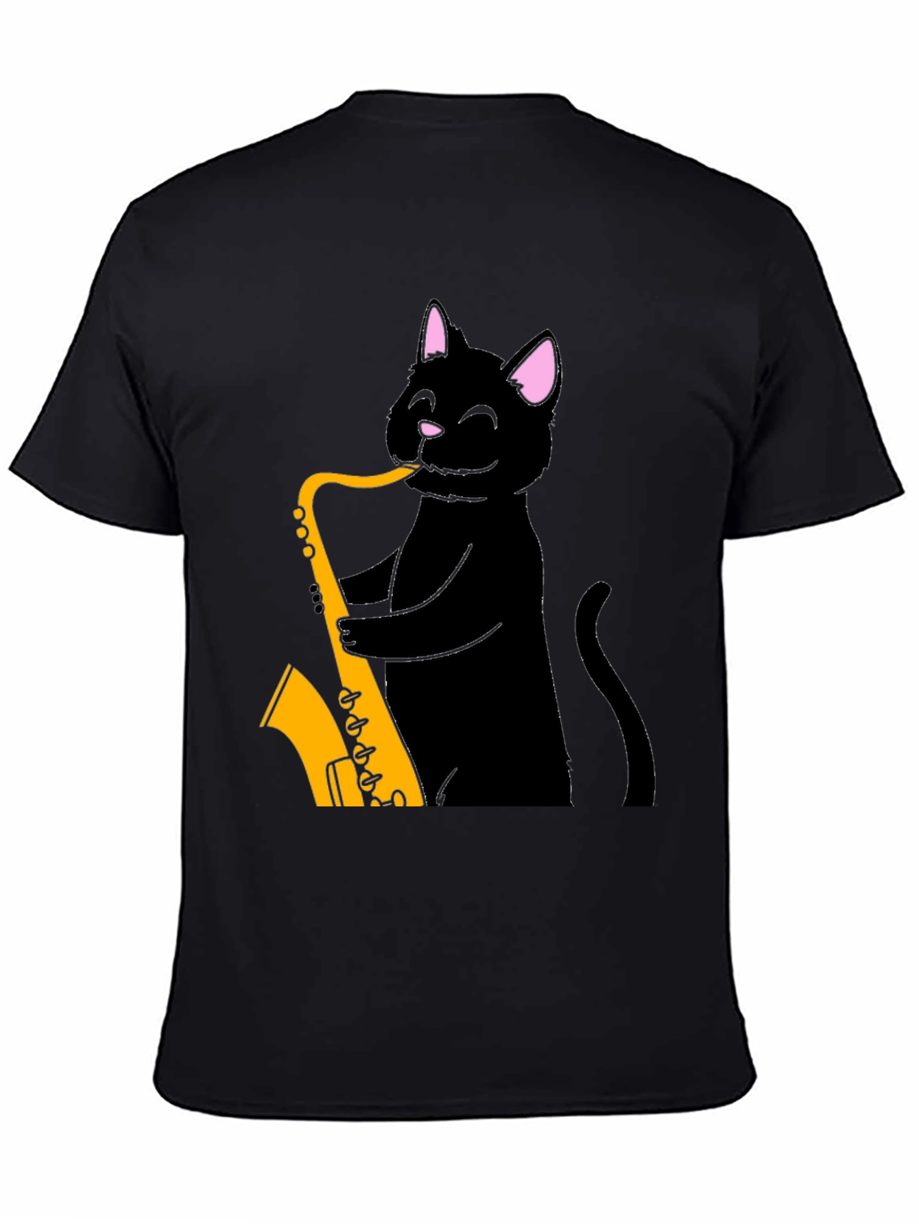 Black Cat Saxophone T-Shirt - Cool Music Tee