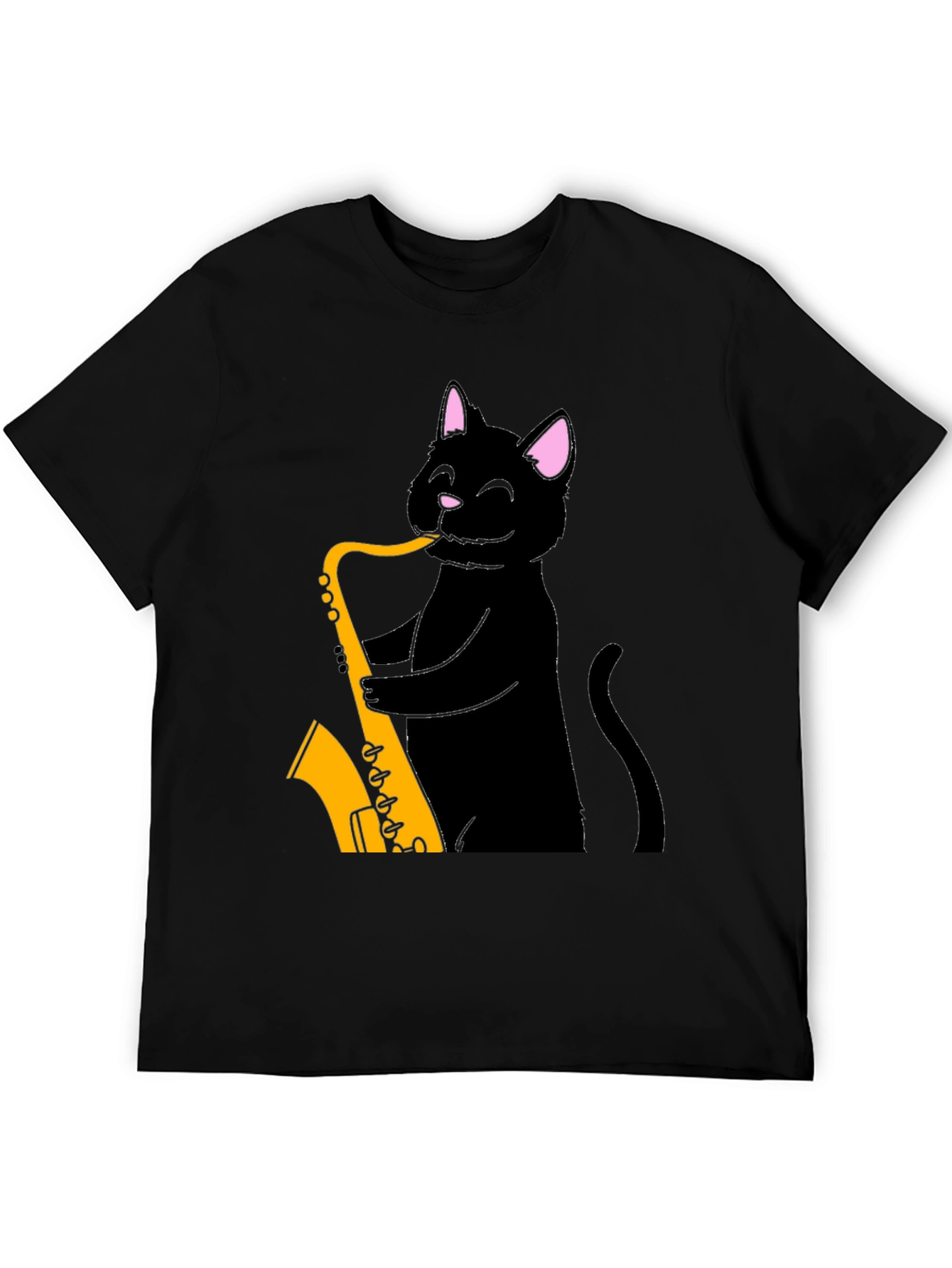 Black Cat Saxophone T-Shirt - Cool Music Tee