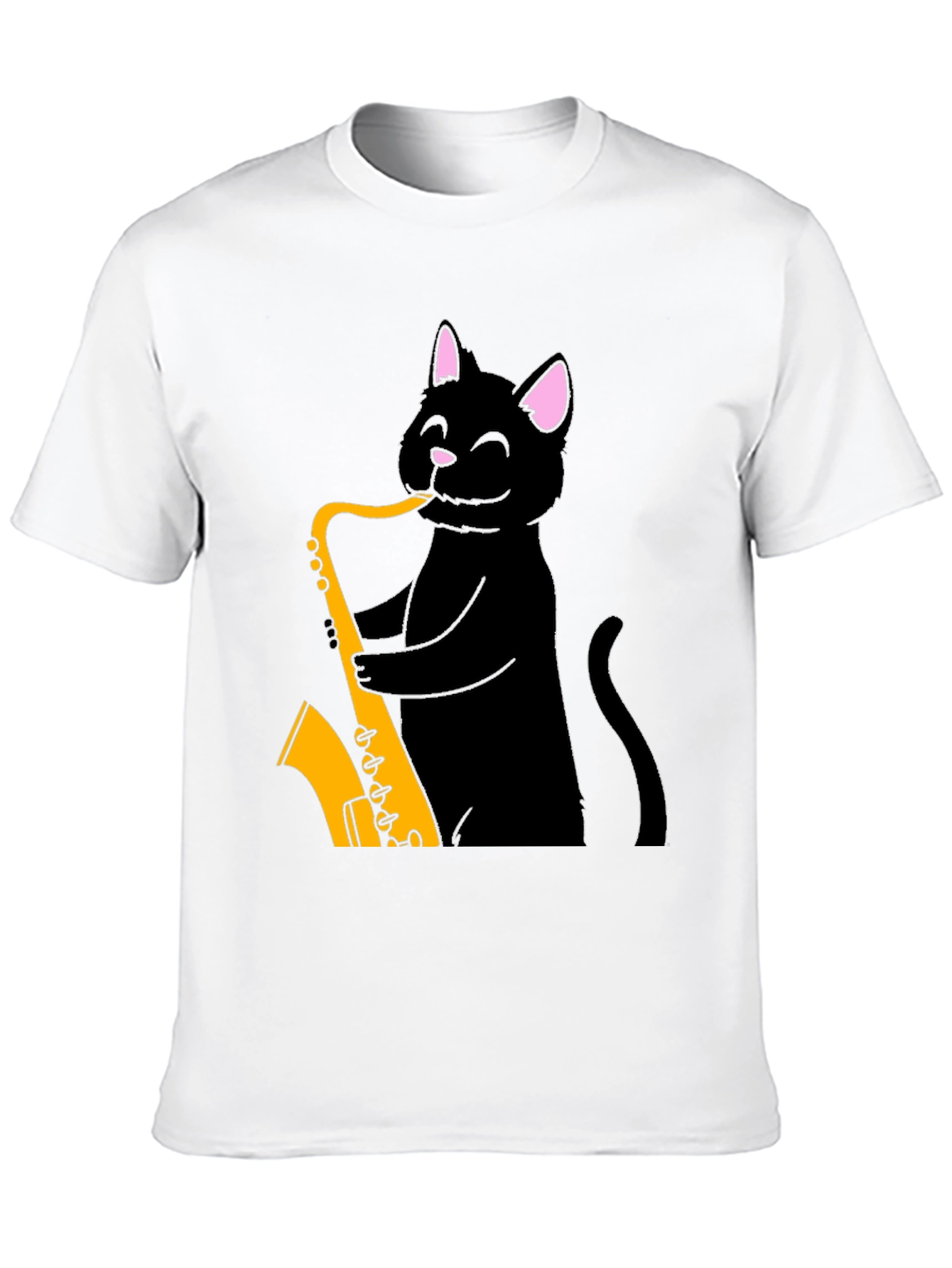 Black Cat Saxophone T-Shirt - Cool Music Tee