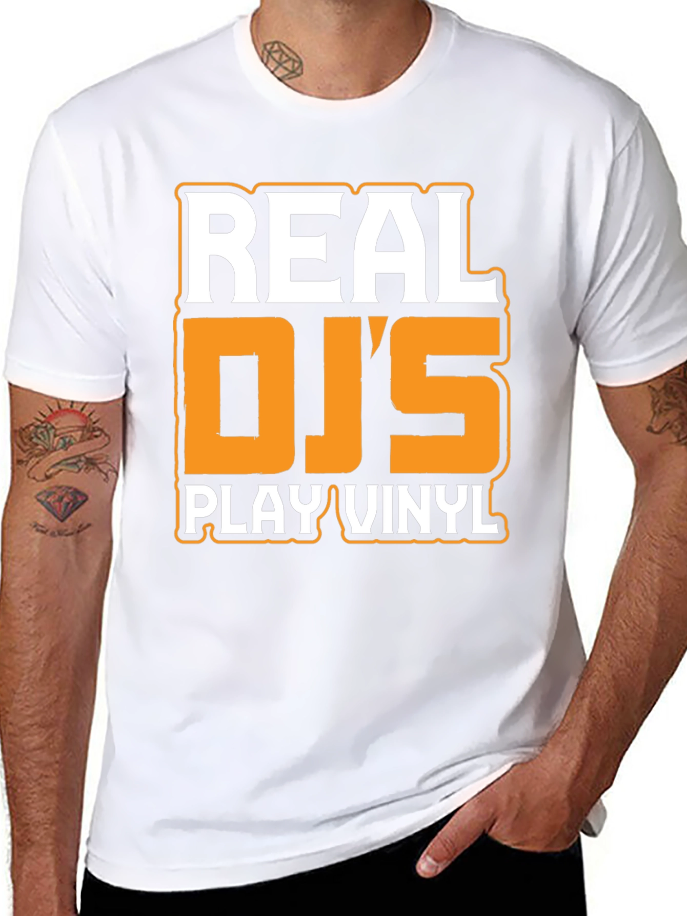 Real DJs Play Vinyl Black Graphic Tee