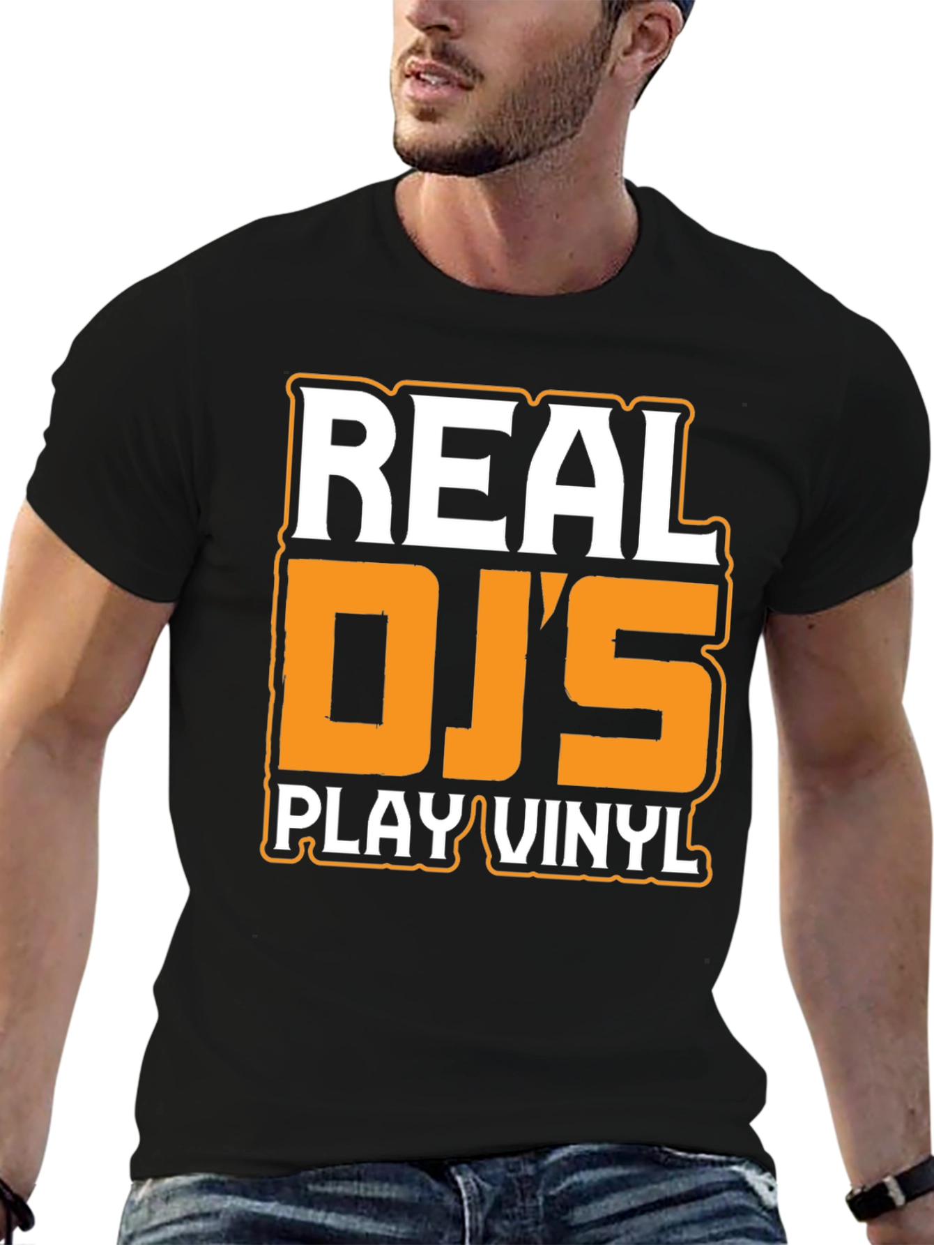Real DJs Play Vinyl Black Graphic Tee