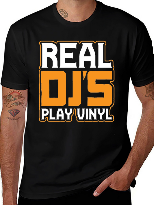Real DJs Play Vinyl Black Graphic Tee