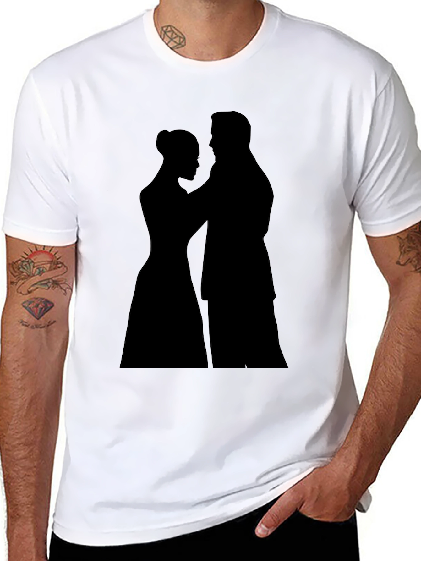 Romantic Silhouette Graphic Tee - Black