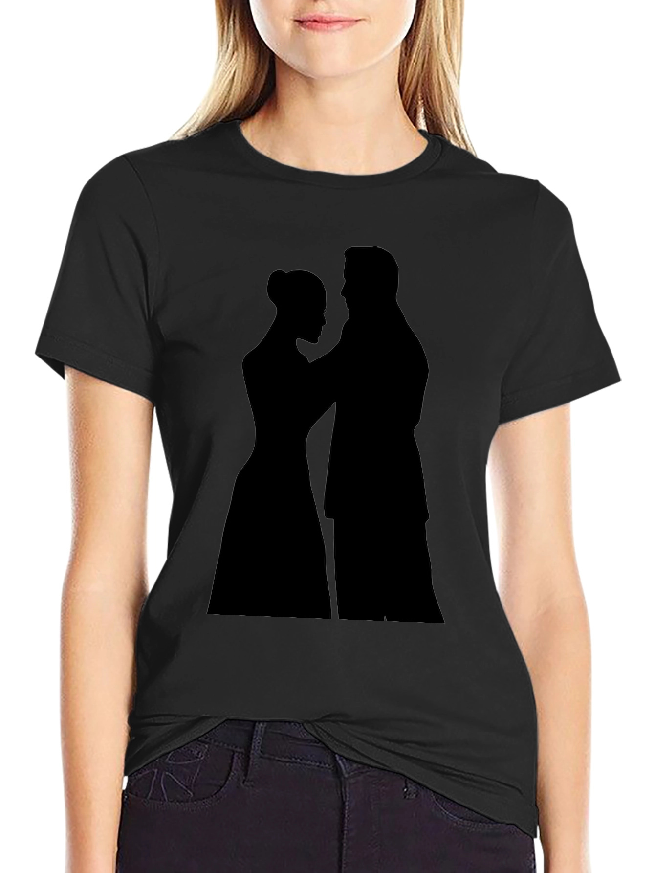 Romantic Silhouette Graphic Tee - Black