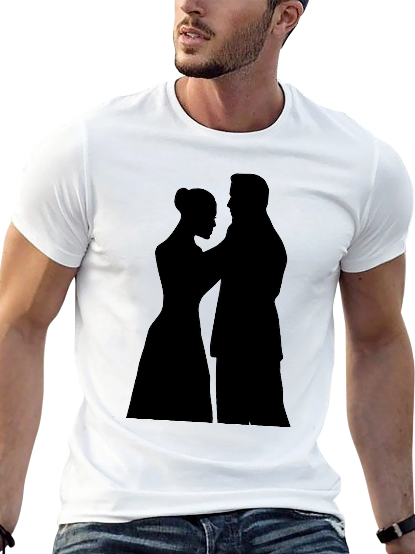 Romantic Silhouette Graphic Tee - Black