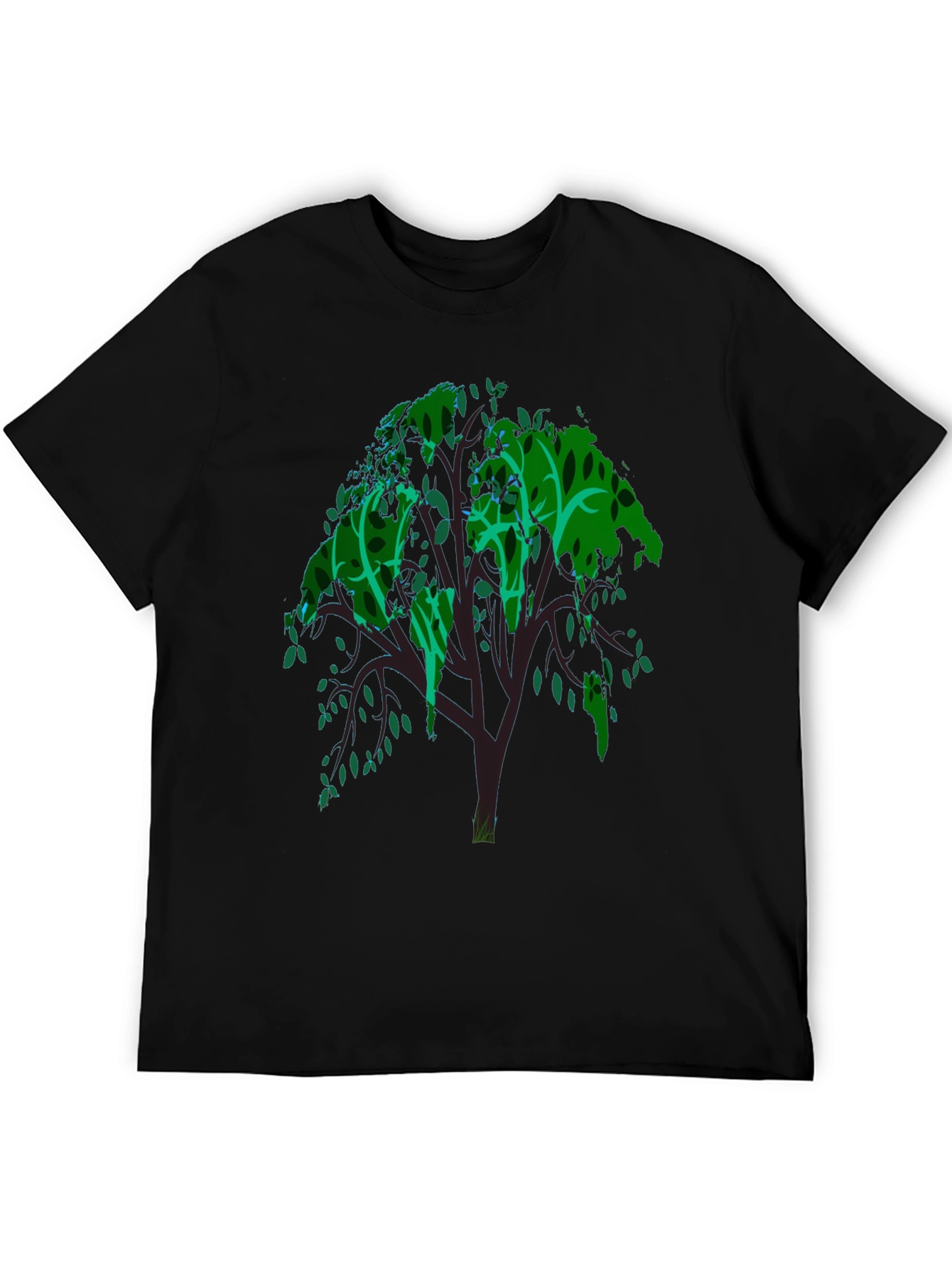 Green Tree Graphic Tee - Mens Black T-Shirt