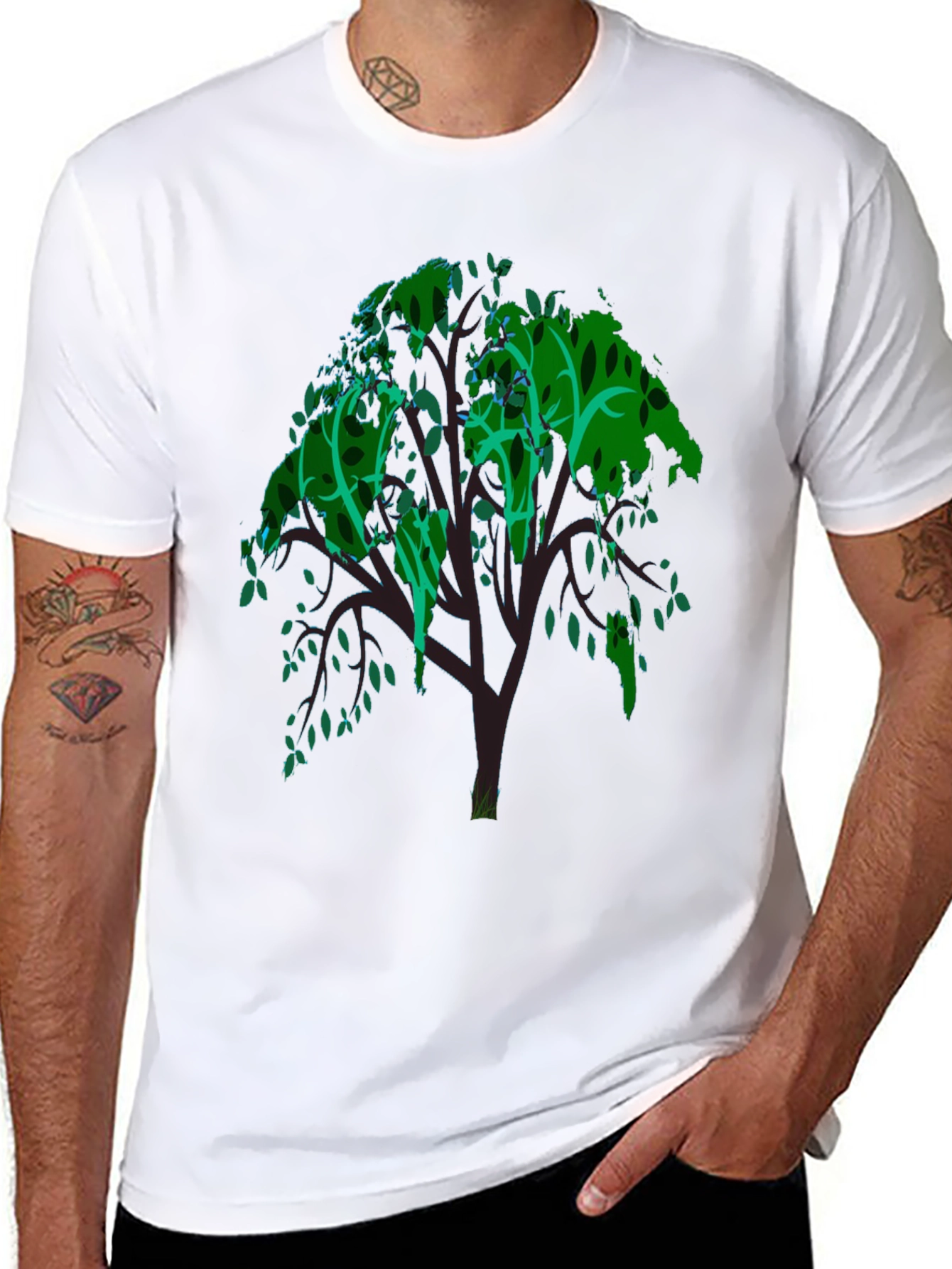 Green Tree Graphic Tee - Mens Black T-Shirt