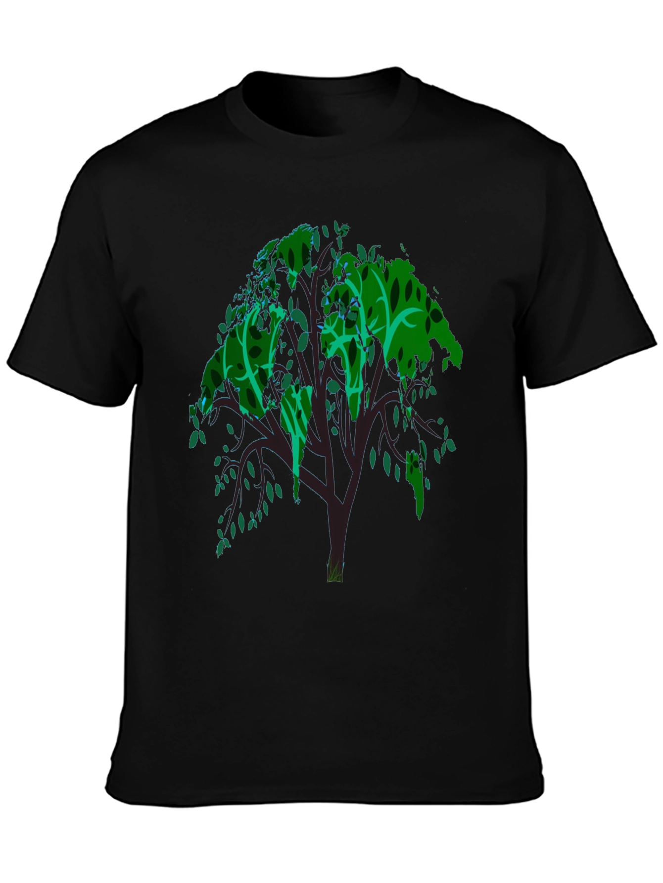 Green Tree Graphic Tee - Mens Black T-Shirt