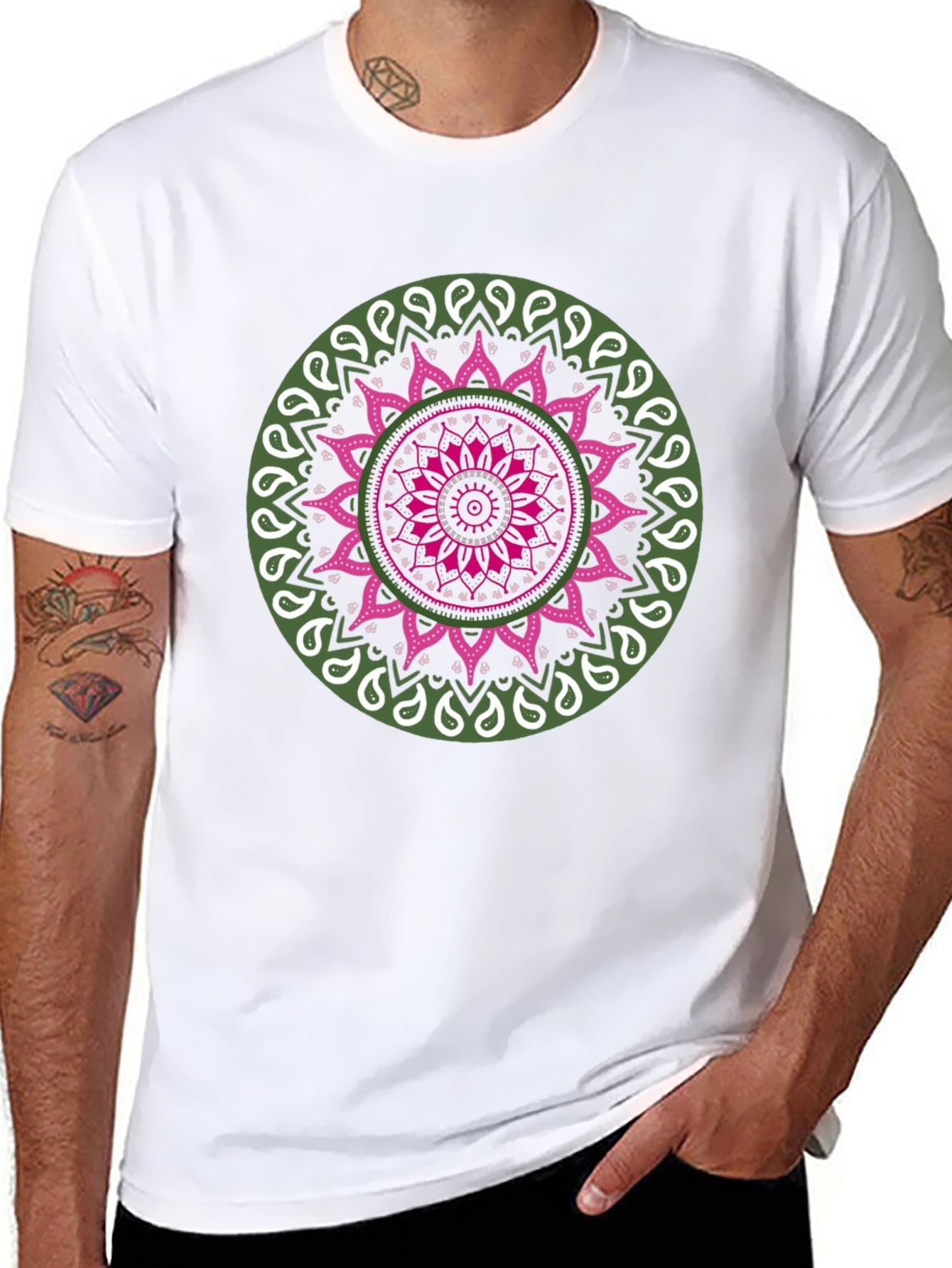 Mandala Print Black T-Shirt