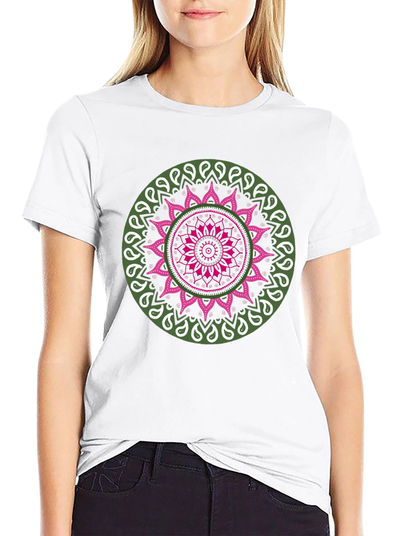 Mandala Print Black T-Shirt