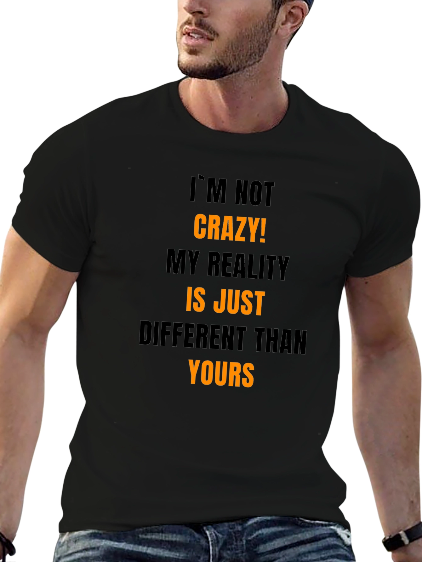 Crazy? Mens Graphic Print Black T-Shirt