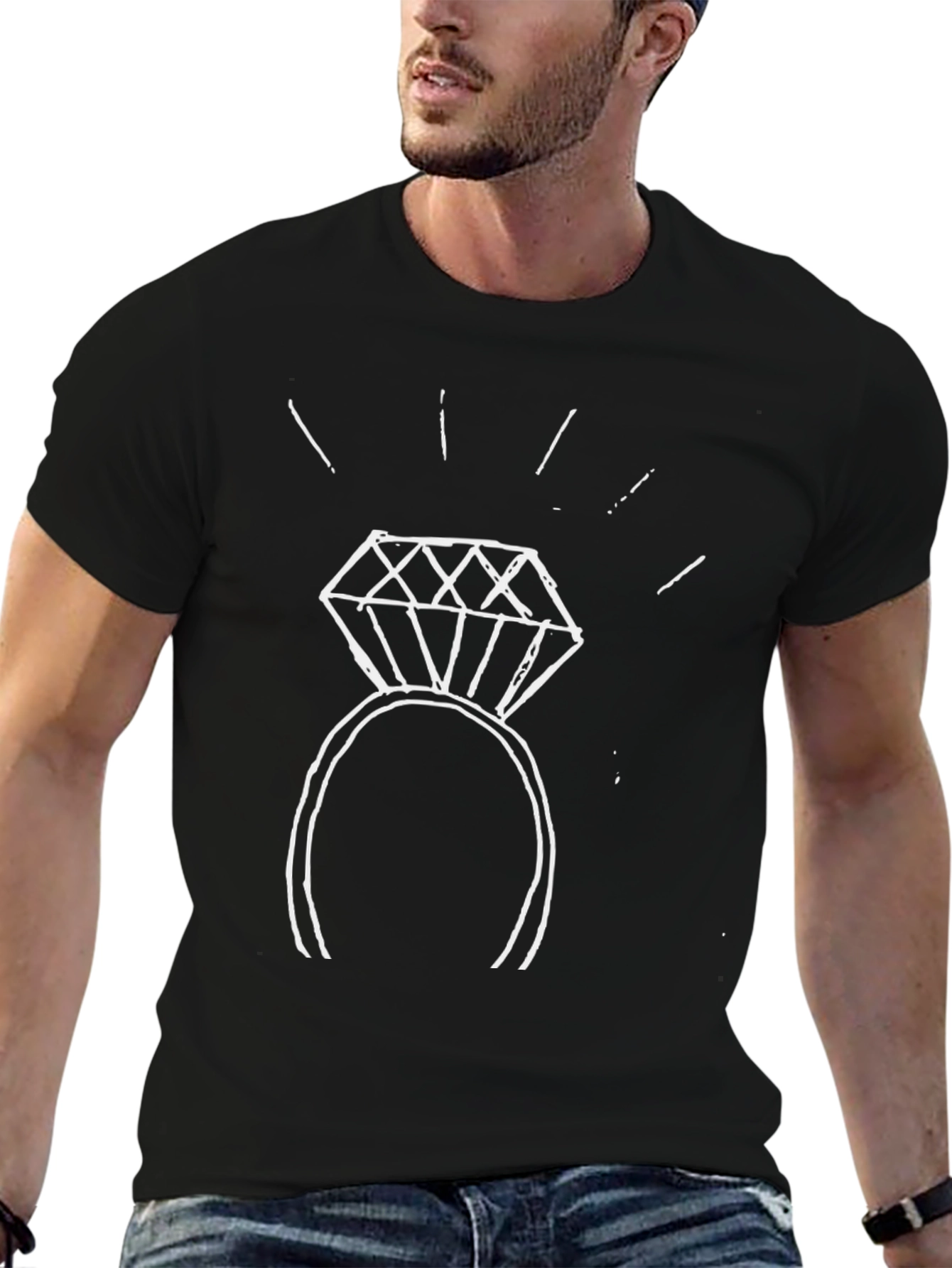 Diamond Ring Graphic Tee - Stylish Black T-Shirt