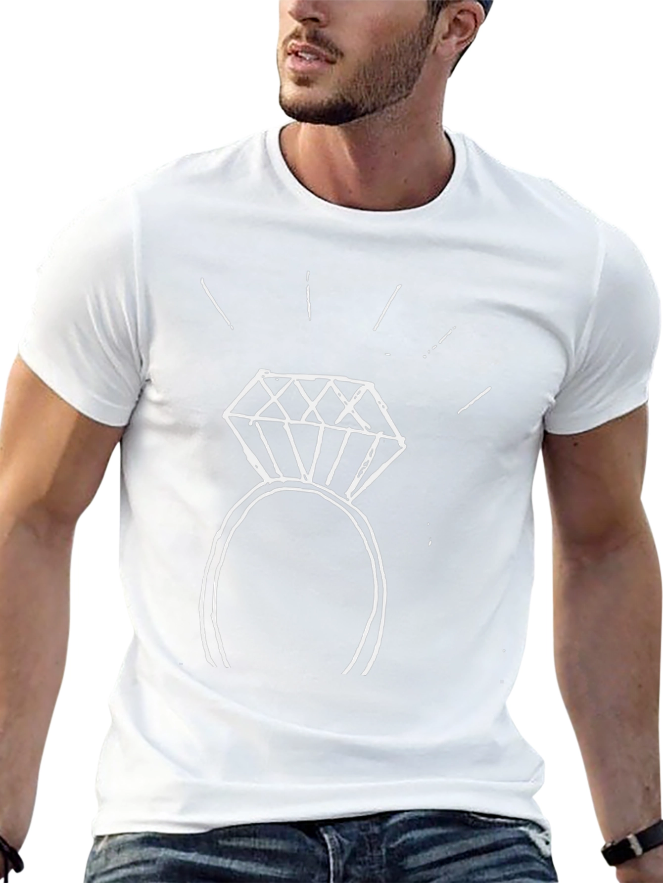 Diamond Ring Graphic Tee - Stylish Black T-Shirt
