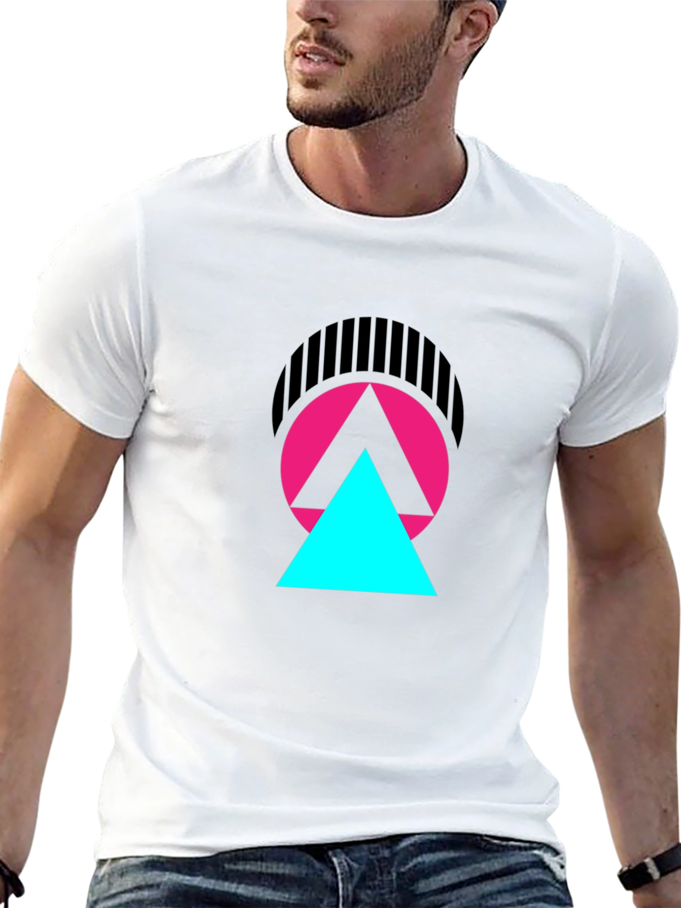 Abstract Geometric Graphic T-Shirt - Modern Design