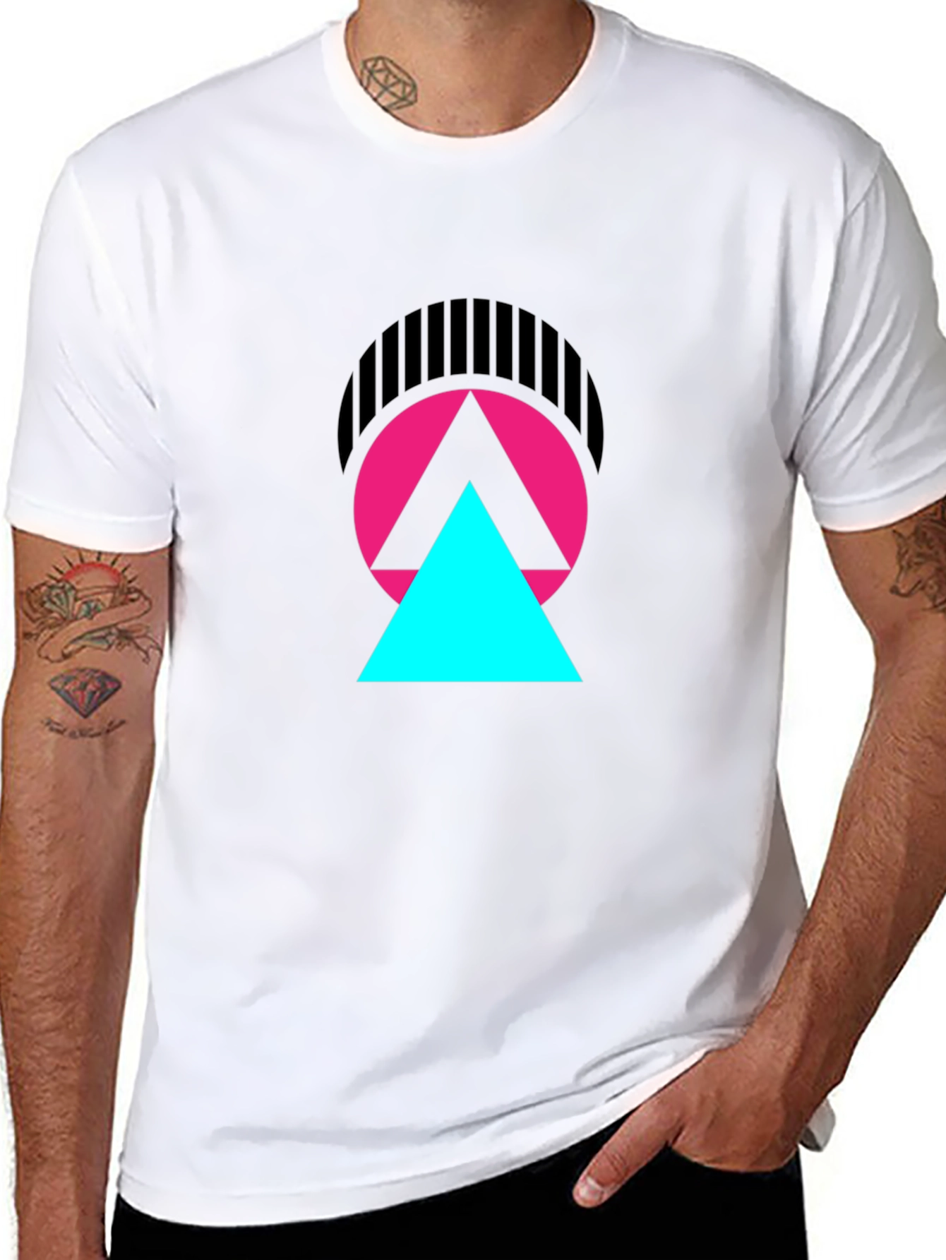 Abstract Geometric Graphic T-Shirt - Modern Design