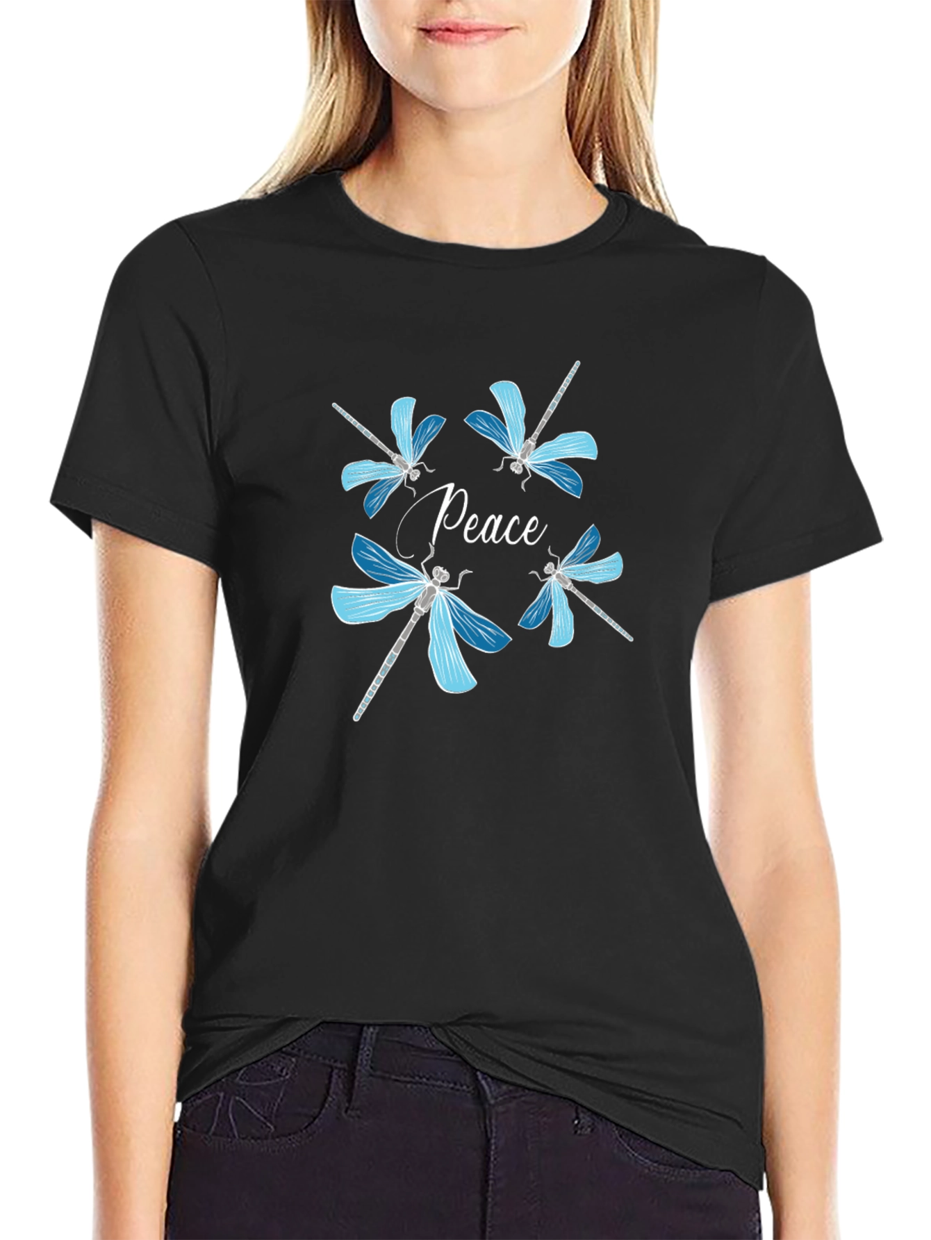 Peace Dragonfly Graphic T-Shirt