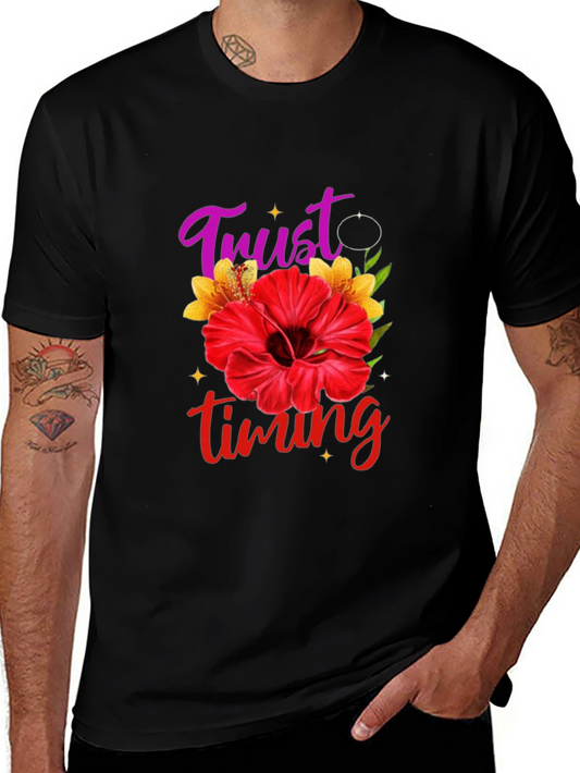 Trust Timing Floral Black T-Shirt