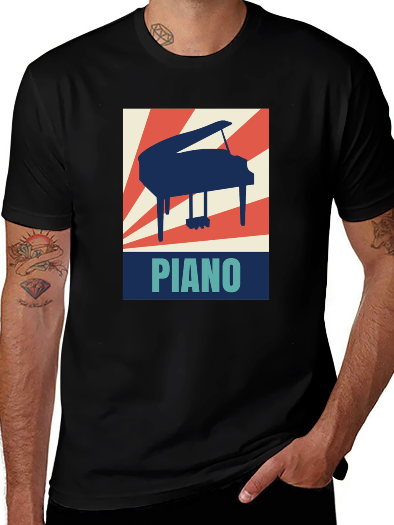 Piano Graphic T-Shirt - Musical Instrument Tee