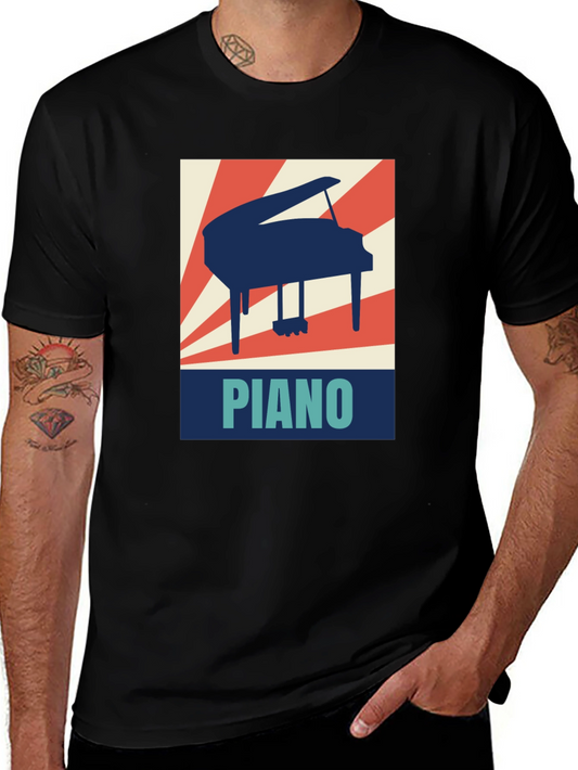 Piano Graphic T-Shirt - Musical Instrument Tee