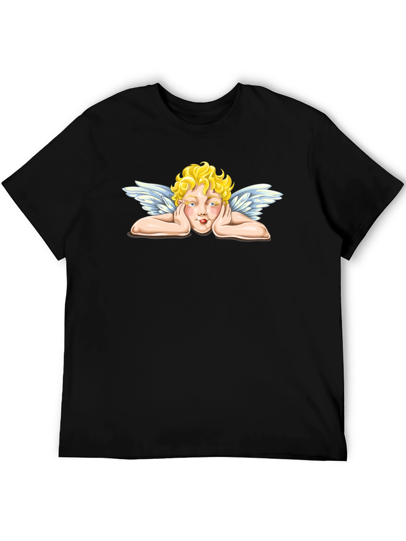 Angel Graphic Tee - Black Crew Neck T-Shirt
