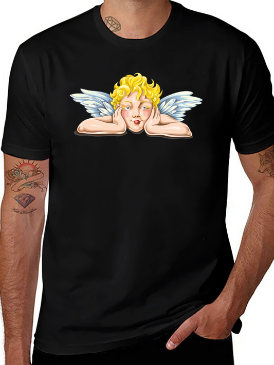 Angel Graphic Tee - Black Crew Neck T-Shirt