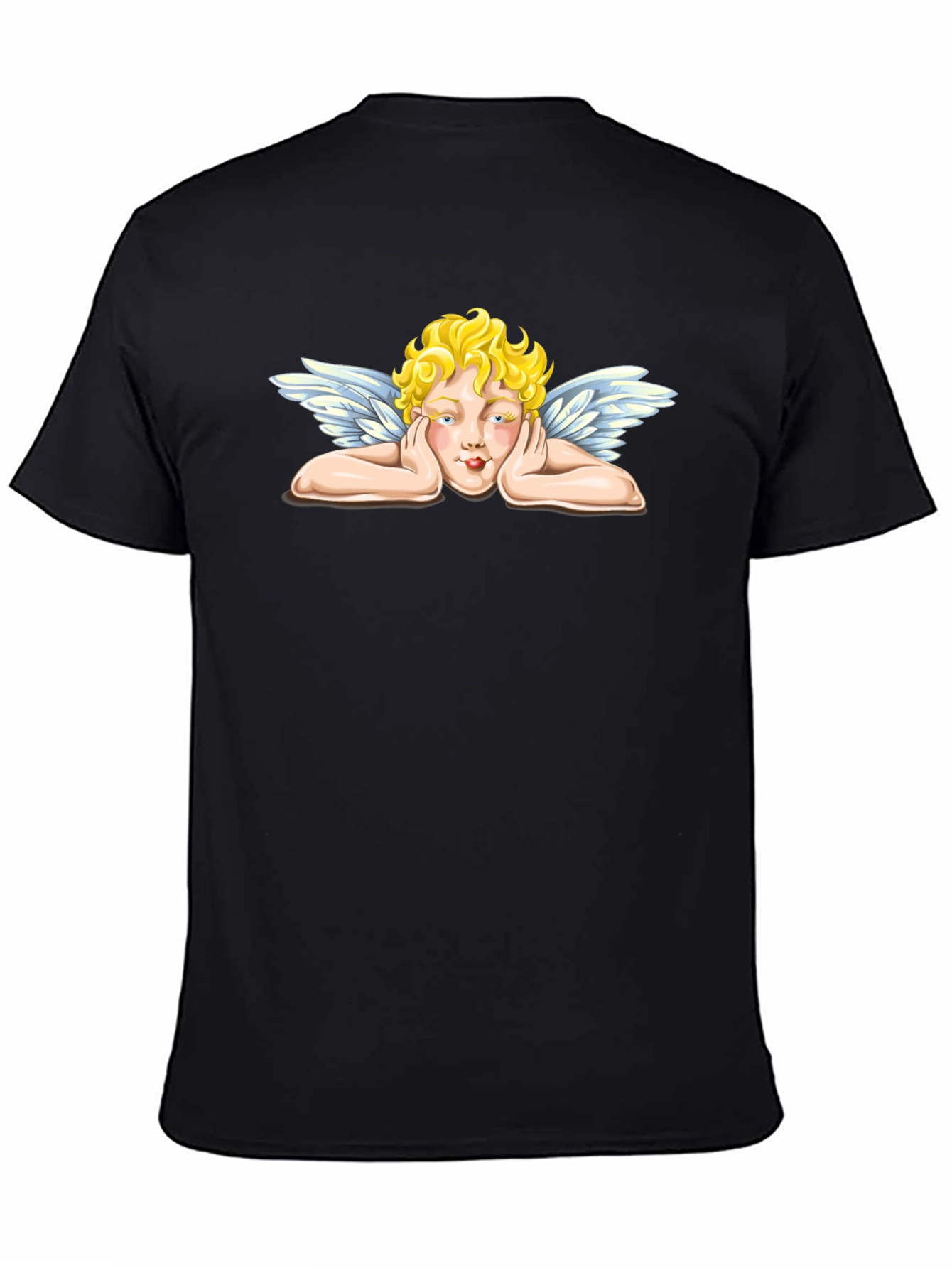 Angel Graphic Tee - Black Crew Neck T-Shirt