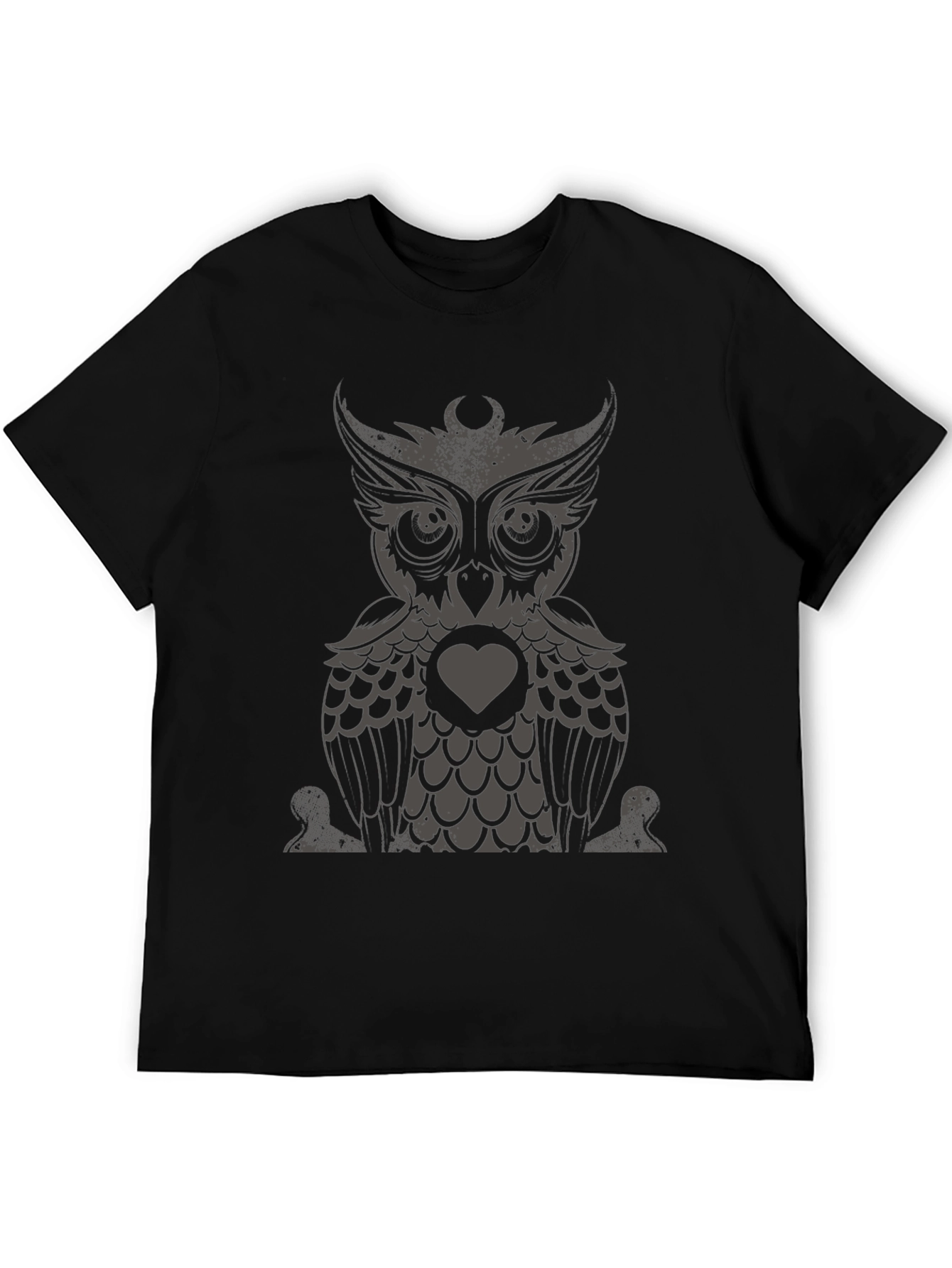 Owl Heart Graphic Tee - Mens Black T-Shirt