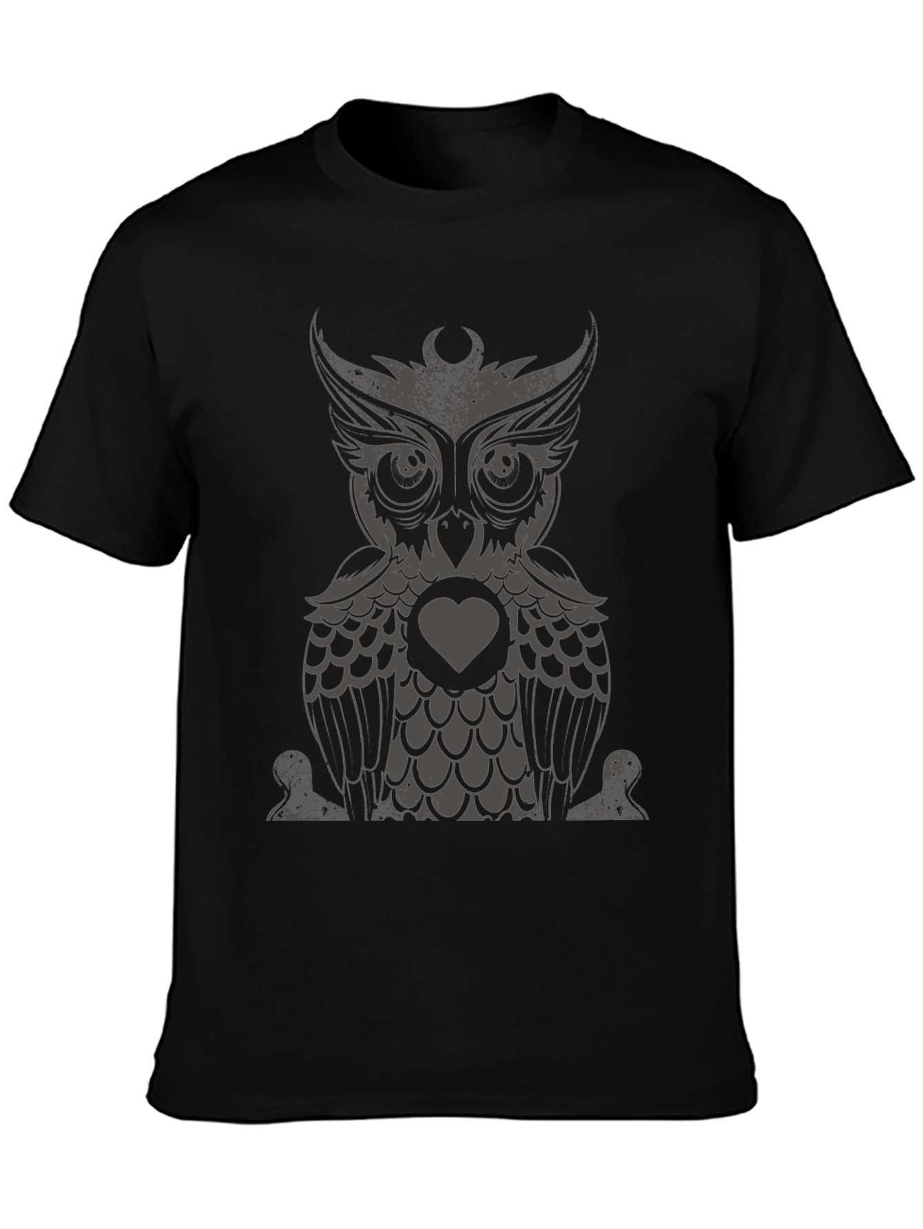 Owl Heart Graphic Tee - Mens Black T-Shirt