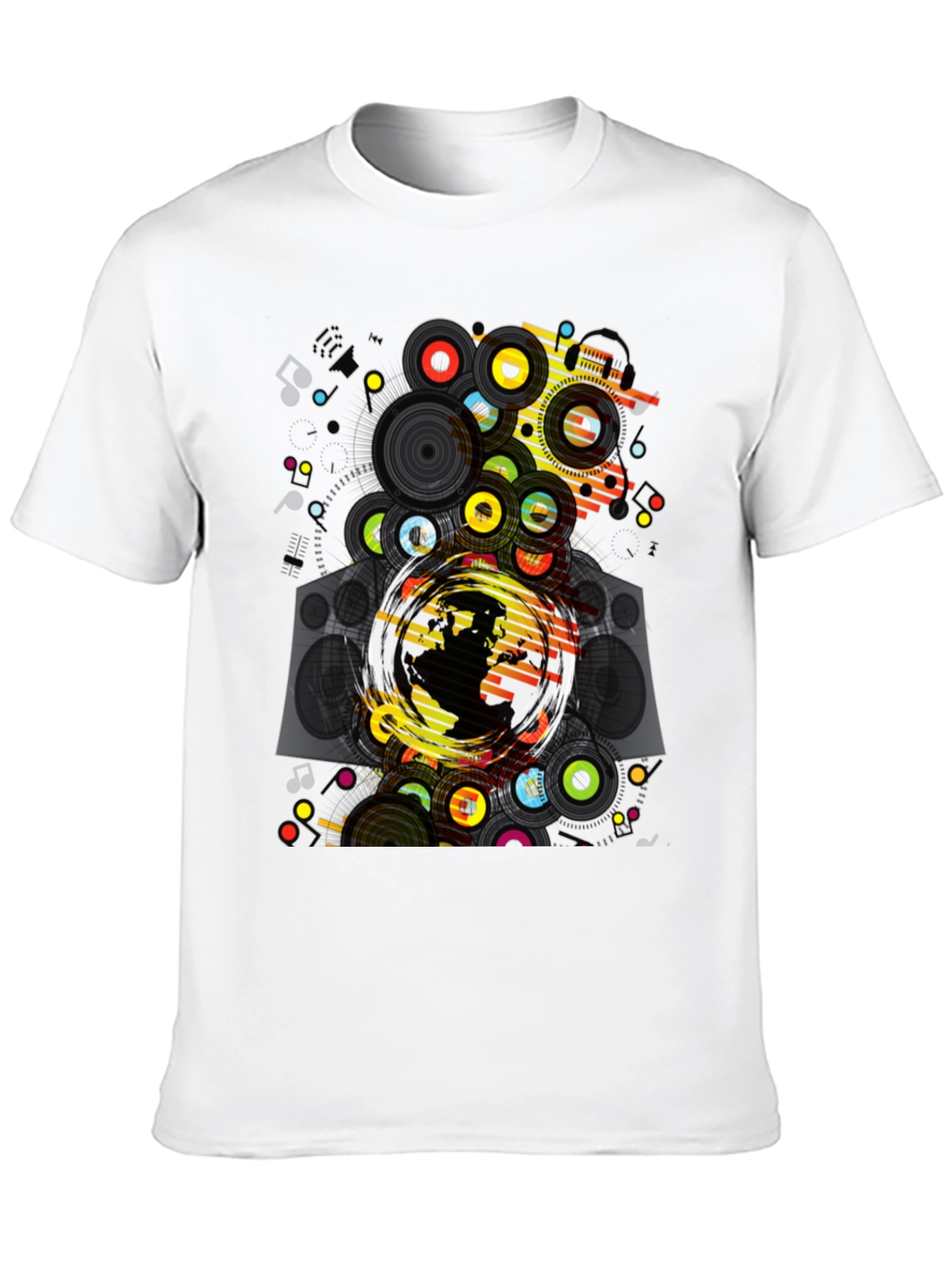 Graphic Print Black T-Shirt: Earth & Music