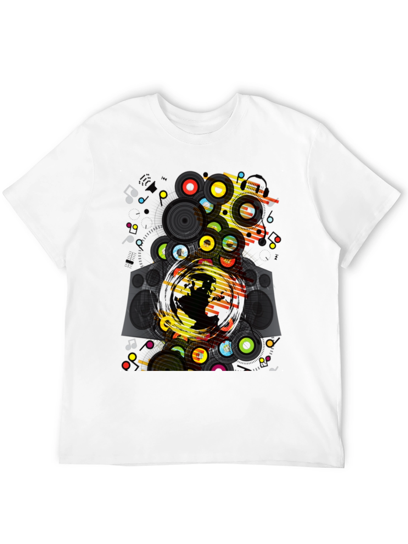 Graphic Print Black T-Shirt: Earth & Music