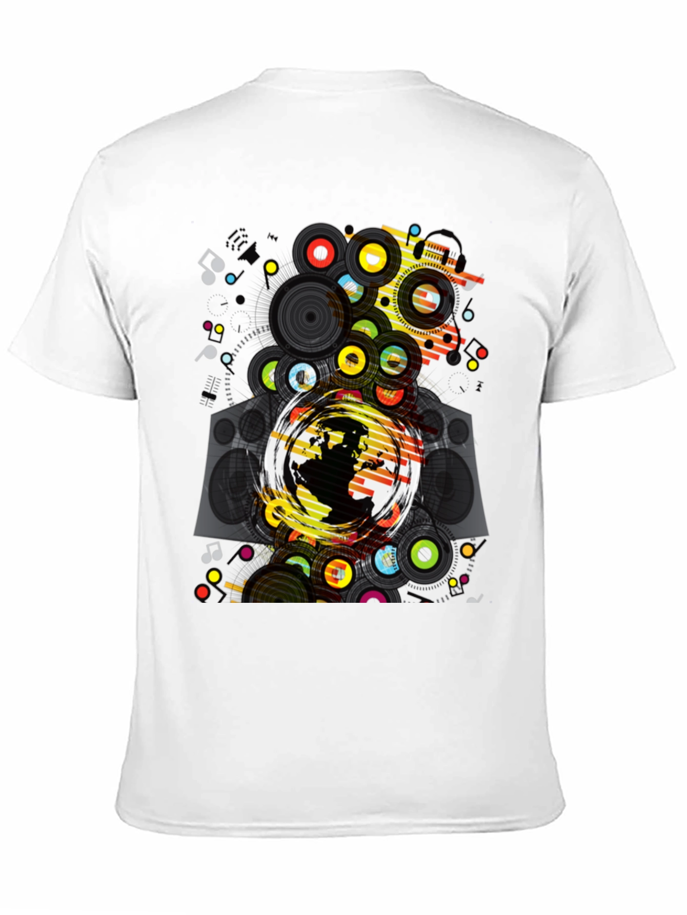 Graphic Print Black T-Shirt: Earth & Music