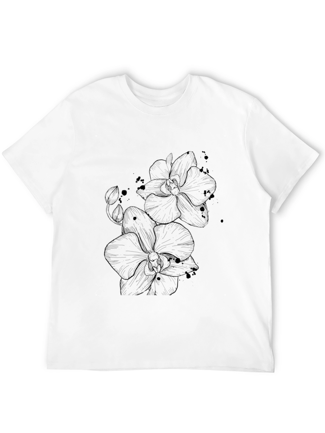 Orchid Sketch Black T-Shirt - Stylish Graphic Tee